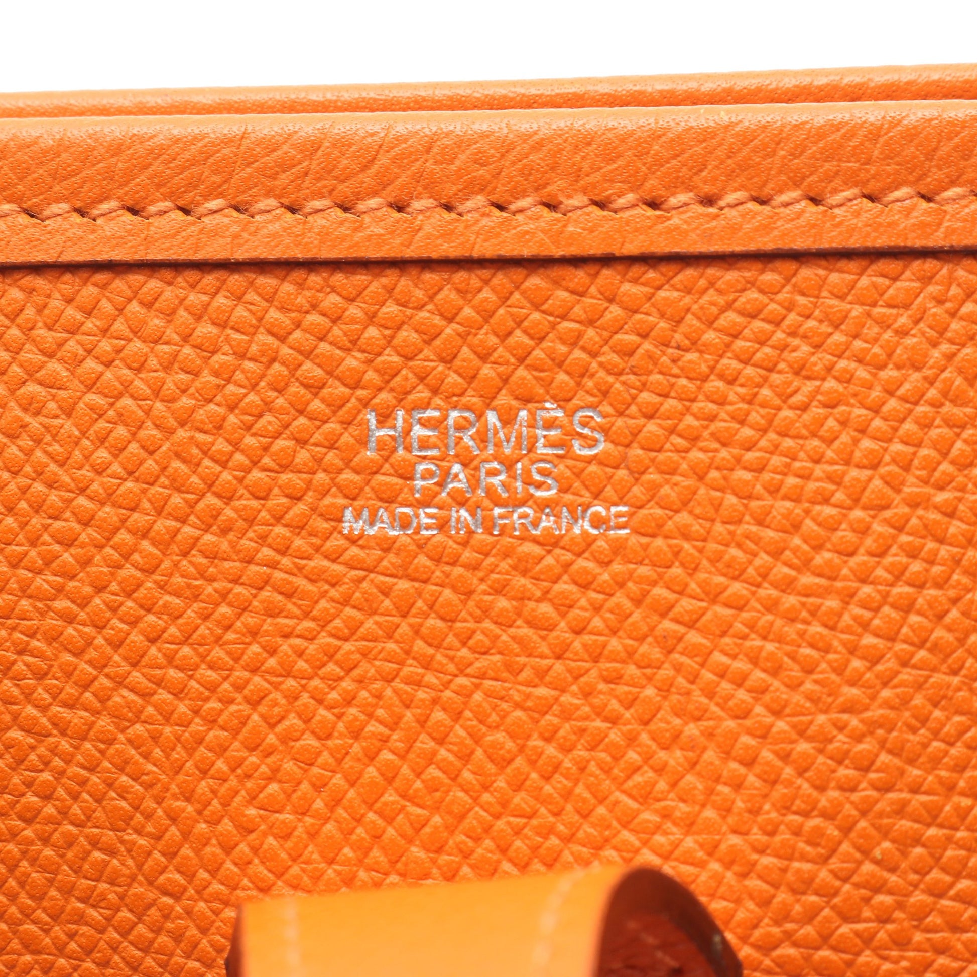 エヴリン 2 ドゥ PM ショルダーバッグ ヴォーエプソン オレンジ シルバー金具 □I刻印 エルメス バッグ HERMES