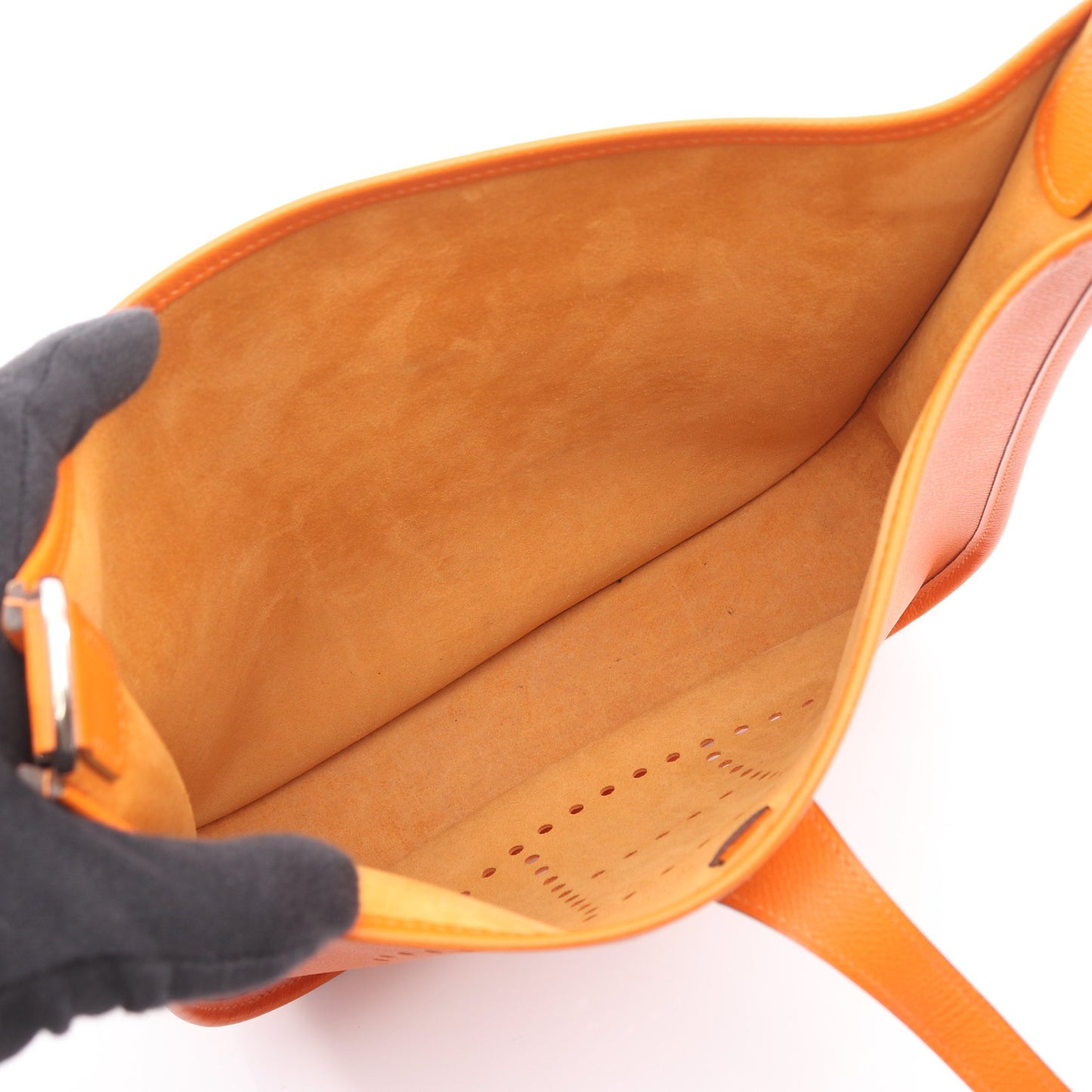 エヴリン 2 ドゥ PM ショルダーバッグ ヴォーエプソン オレンジ シルバー金具 □I刻印 エルメス バッグ HERMES