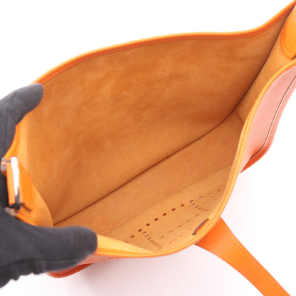 エヴリン 2 ドゥ PM ショルダーバッグ ヴォーエプソン オレンジ シルバー金具 □I刻印 エルメス バッグ HERMES