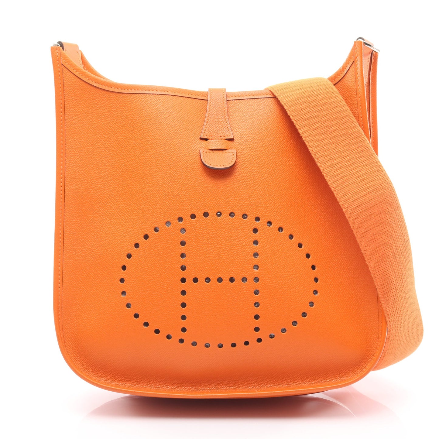 エヴリン 2 ドゥ PM ショルダーバッグ ヴォーエプソン オレンジ シルバー金具 □I刻印 エルメス バッグ HERMES