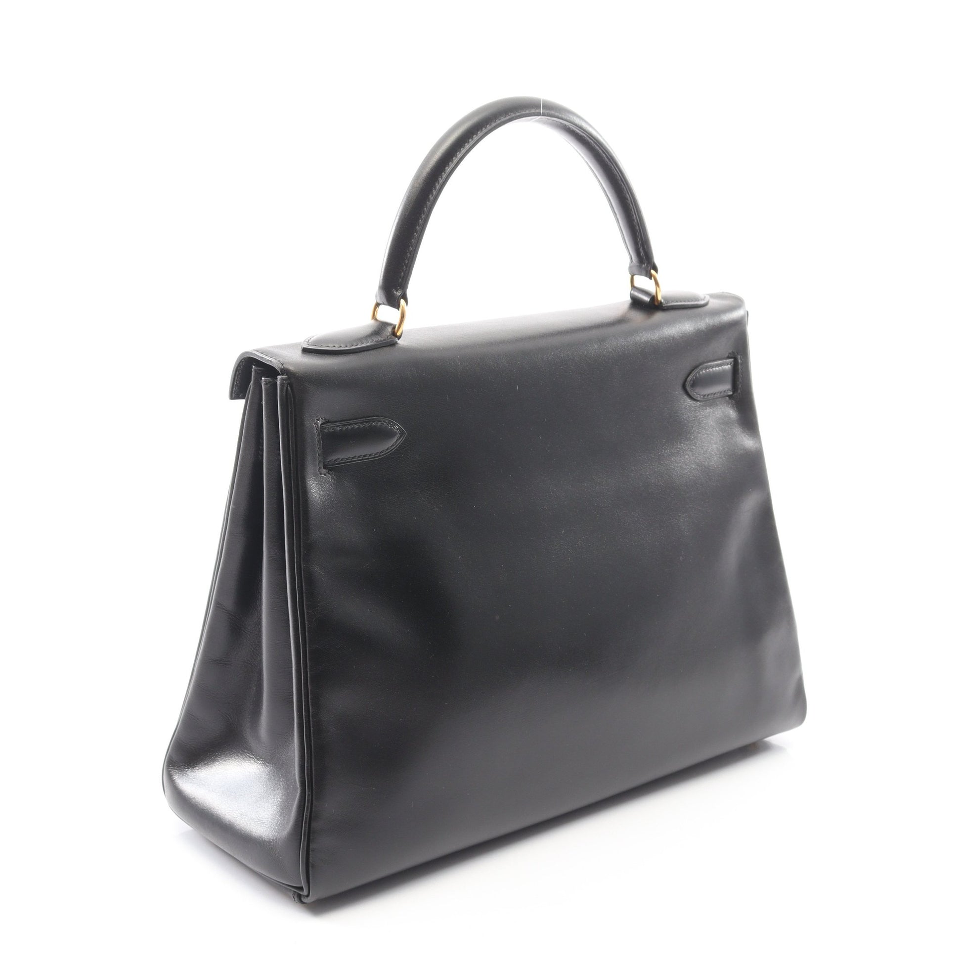 ケリー32 ハンドバッグ ボックスカーフ ブラック ゴールド金具 内縫い 2WAY ○Y刻印 エルメス バッグ HERMES