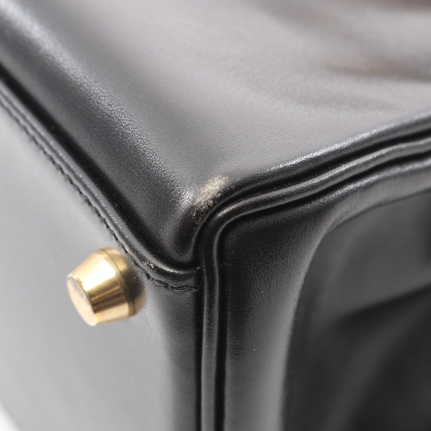 ケリー32 ハンドバッグ ボックスカーフ ブラック ゴールド金具 内縫い 2WAY ○Y刻印 エルメス バッグ HERMES