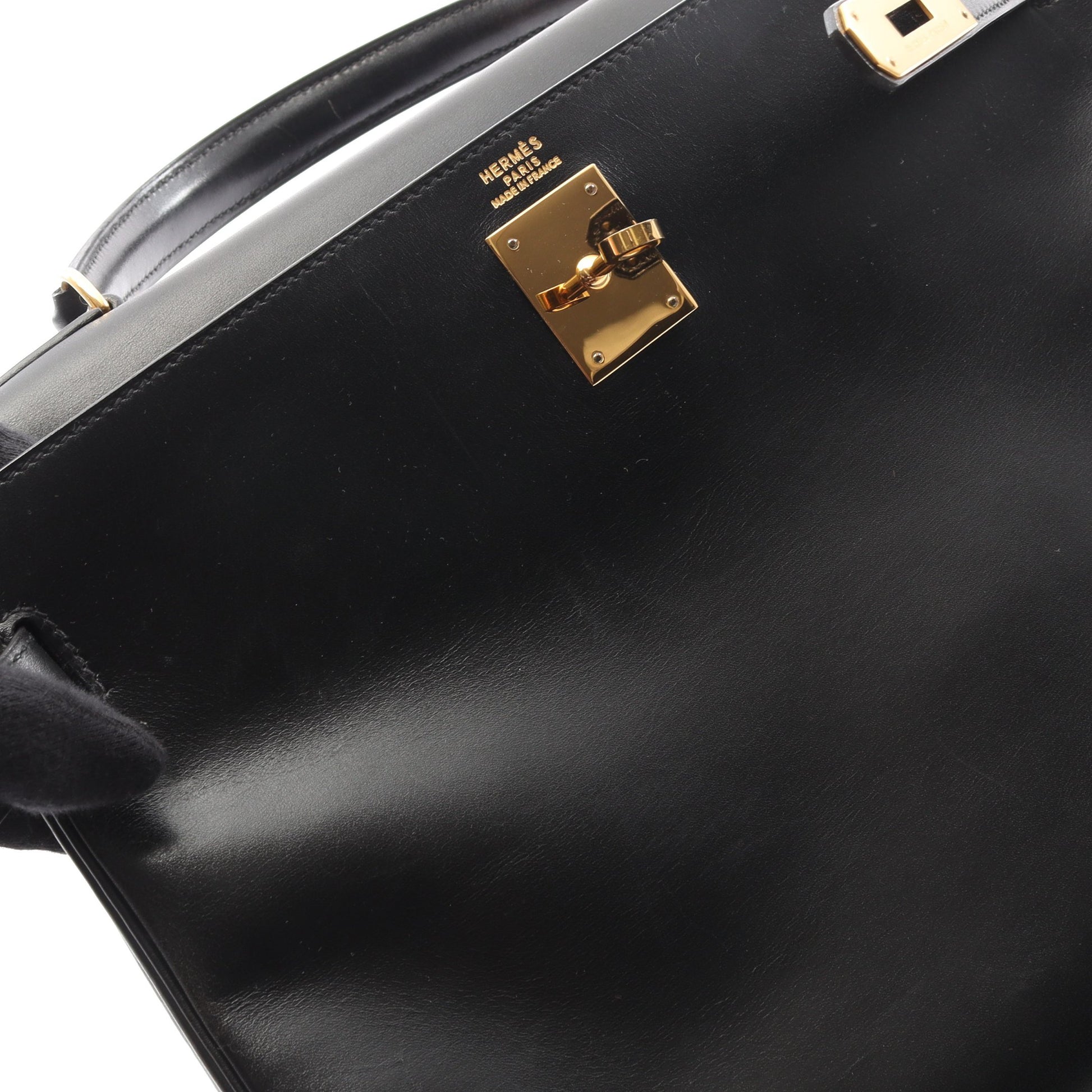 ケリー32 ハンドバッグ ボックスカーフ ブラック ゴールド金具 内縫い 2WAY ○Y刻印 エルメス バッグ HERMES
