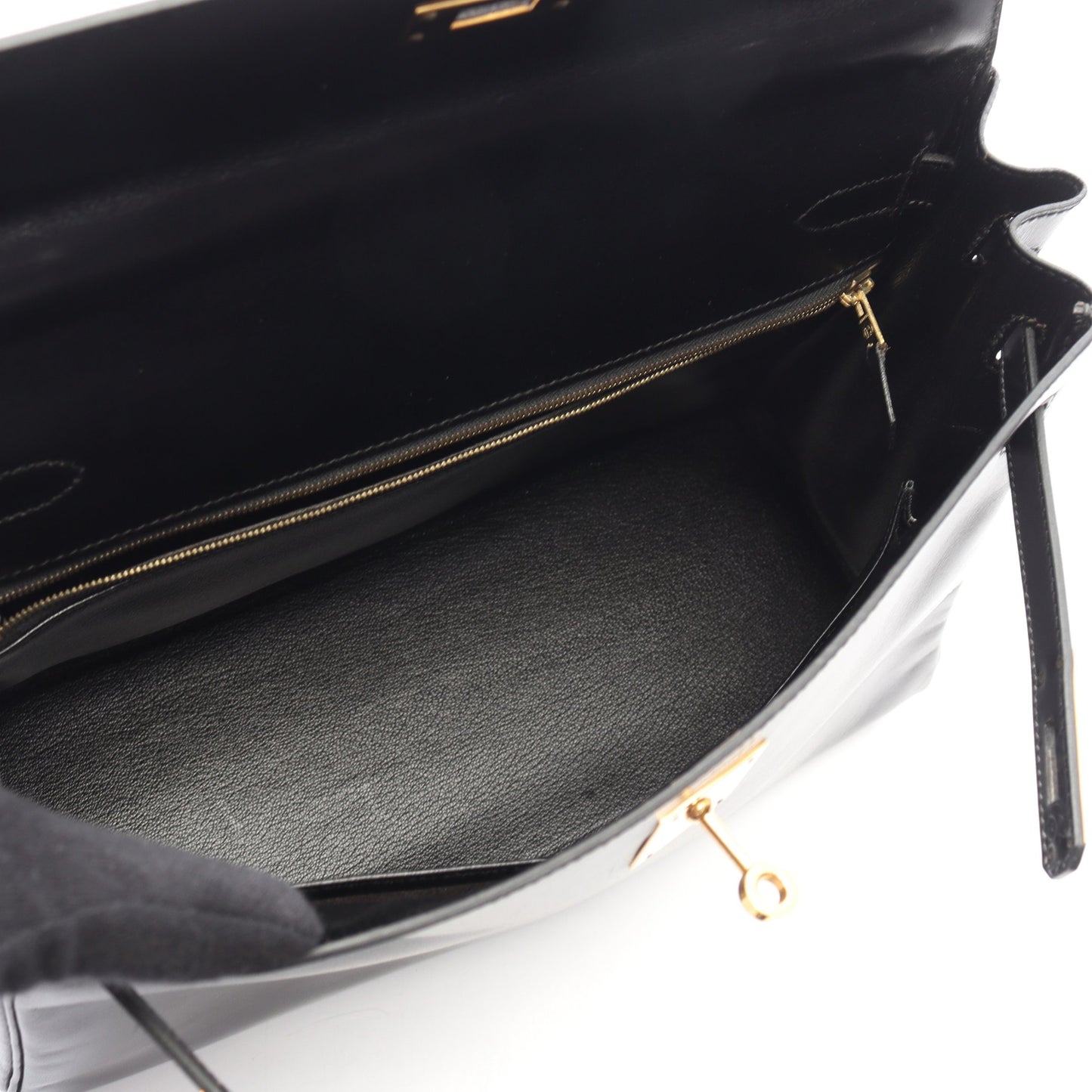 ケリー32 ハンドバッグ ボックスカーフ ブラック ゴールド金具 内縫い 2WAY ○Y刻印 エルメス バッグ HERMES