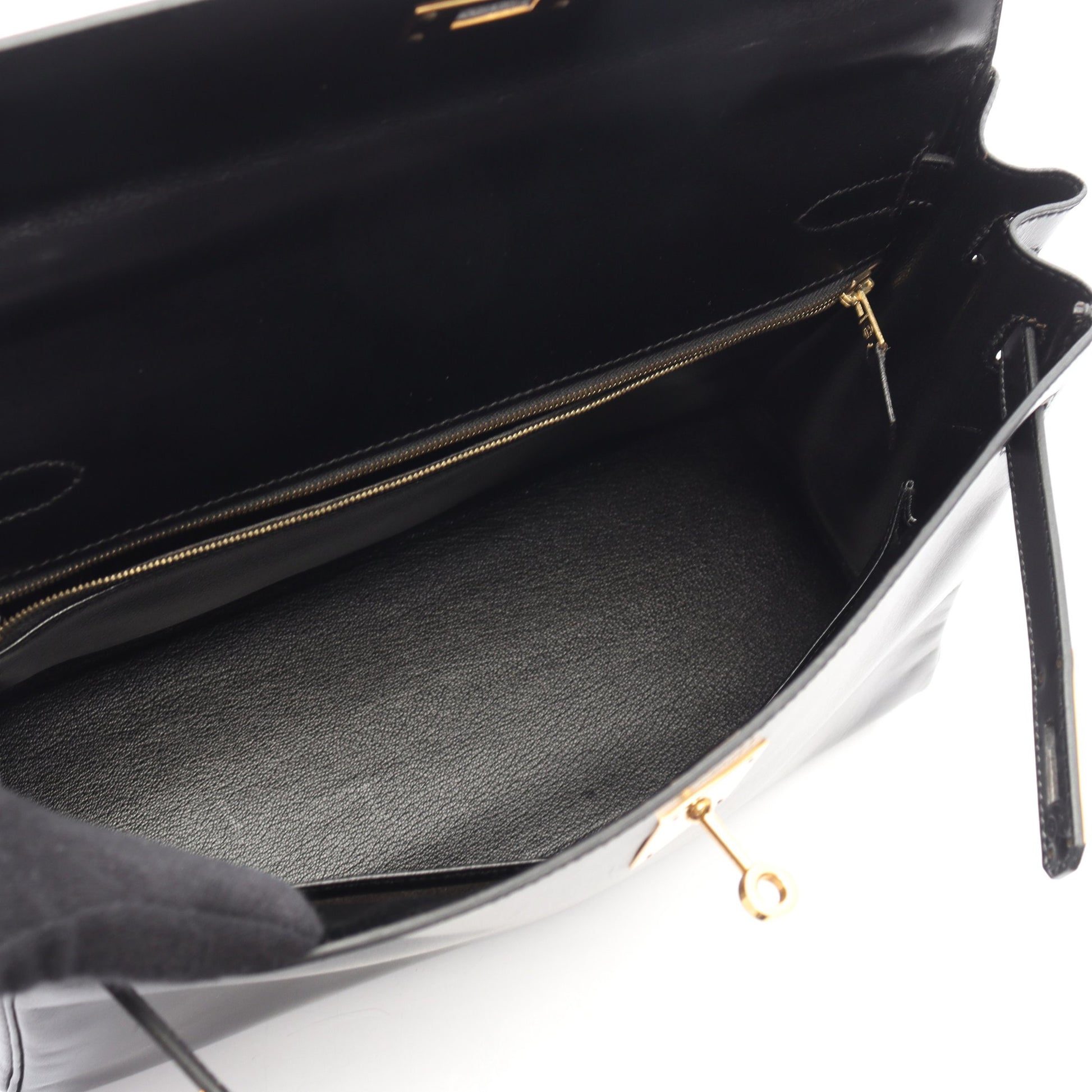 ケリー32 ハンドバッグ ボックスカーフ ブラック ゴールド金具 内縫い 2WAY ○Y刻印 エルメス バッグ HERMES