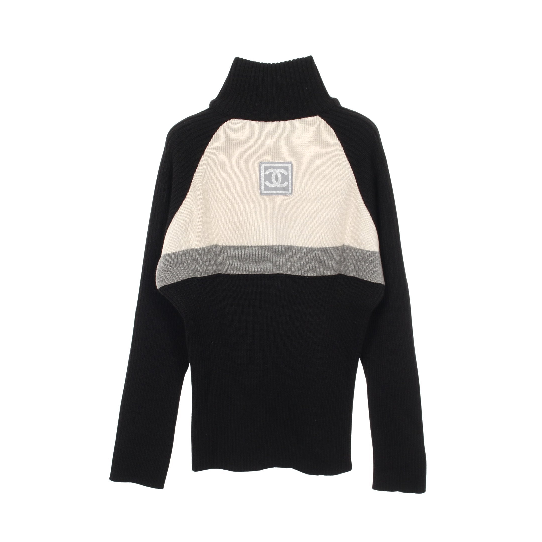 スポーツライン ニット ハイネック ウール アイボリー ブラック グレー