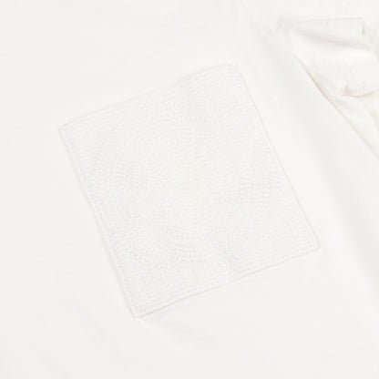 Hモザイク刺繍ポケット 半袖Tシャツ コットン ホワイト エルメス トップス HERMES
