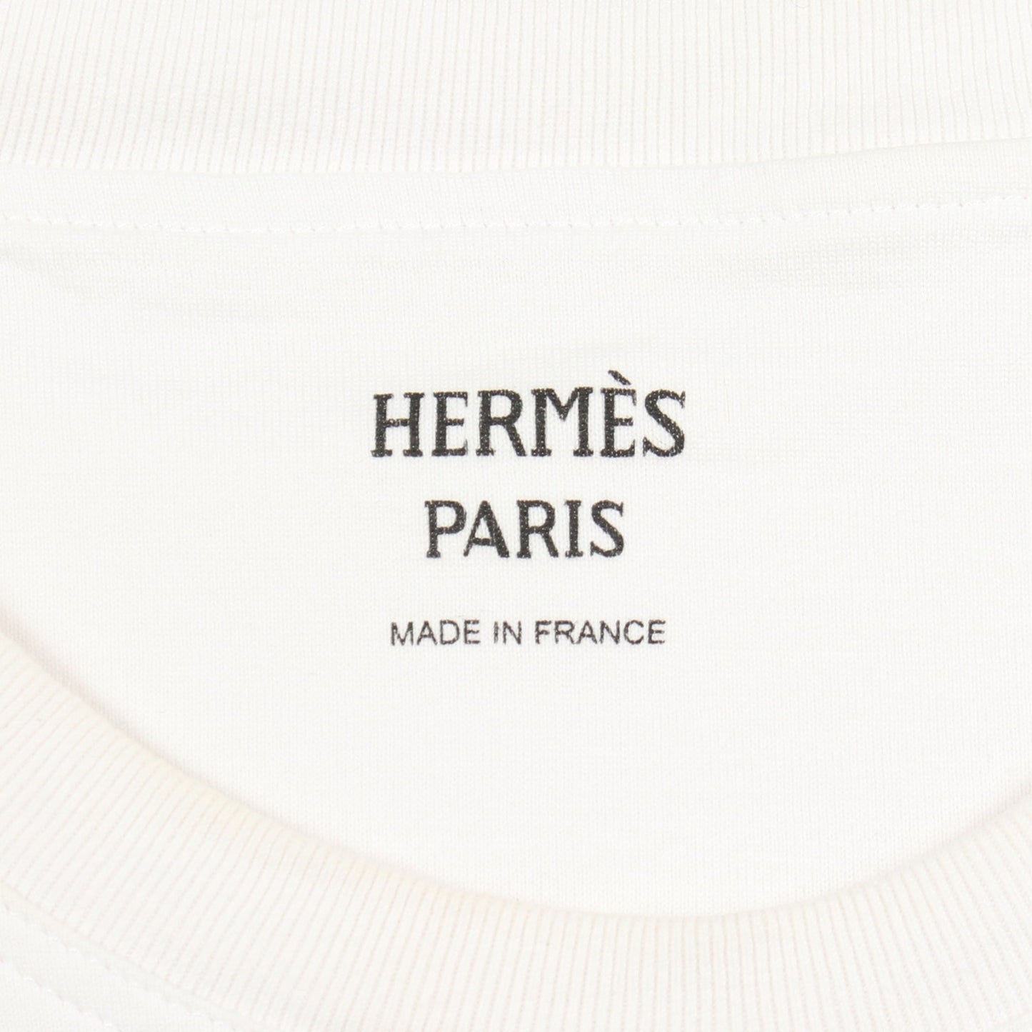 Hモザイク刺繍ポケット 半袖Tシャツ コットン ホワイト エルメス トップス HERMES