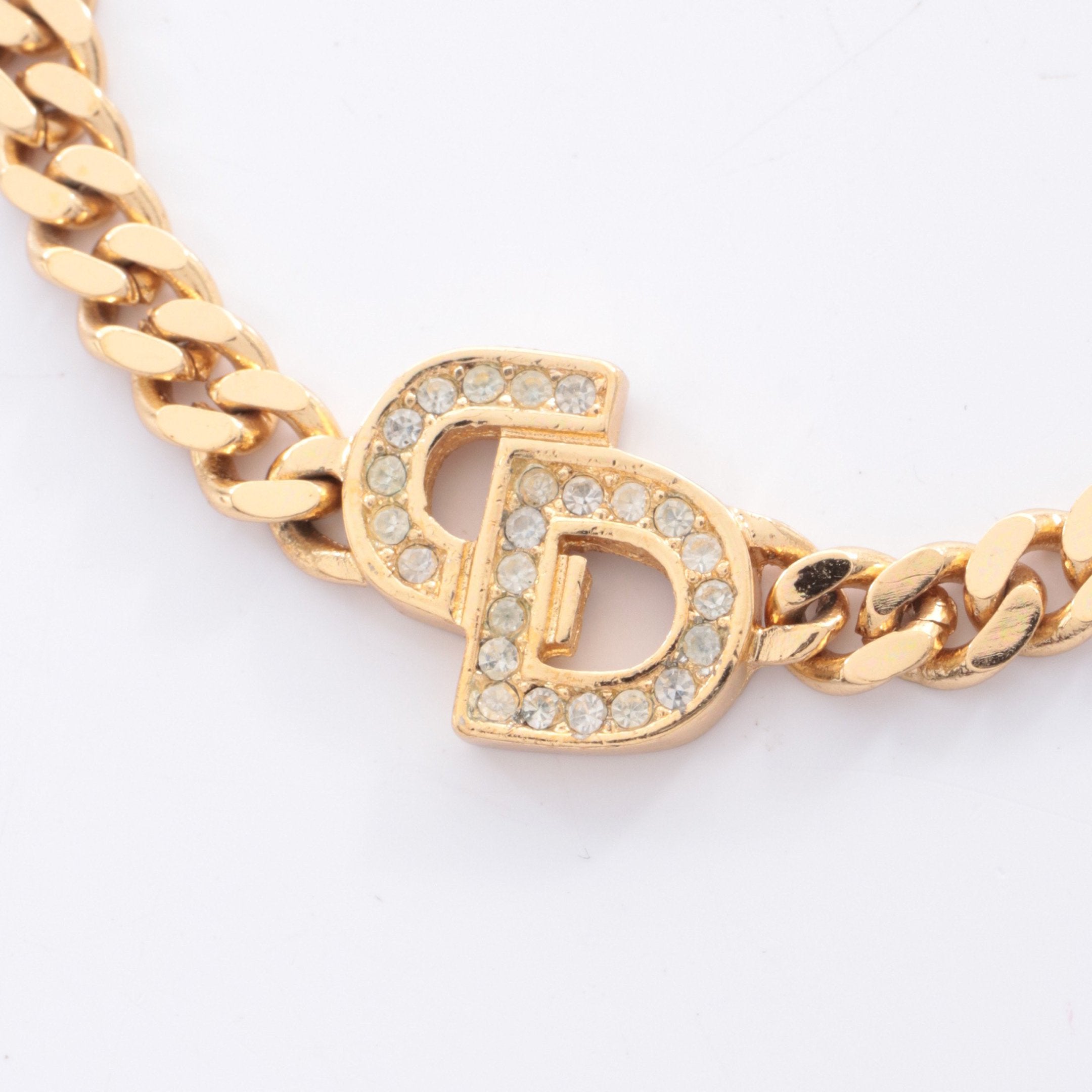 CDロゴ ブレスレット GP ラインストーン ゴールド クリア クリスチャン