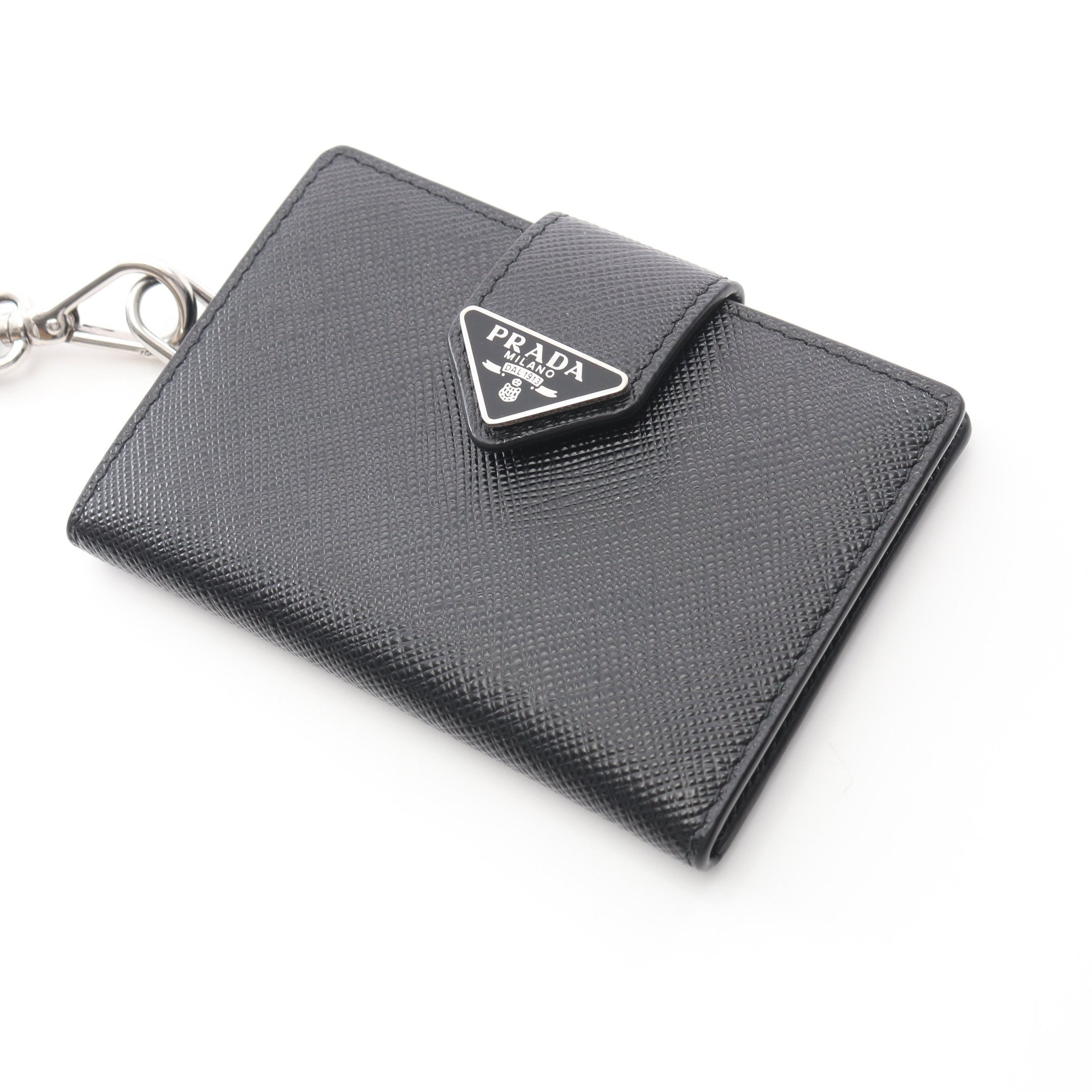 PRADA サフィアーノ ケース 小銭入れ 三角ロゴ 黒 正規品　箱無し ☆関税込☆PRADA プラダ サフィアーノ 三角ロゴ 二つ折り財布 (PRADA