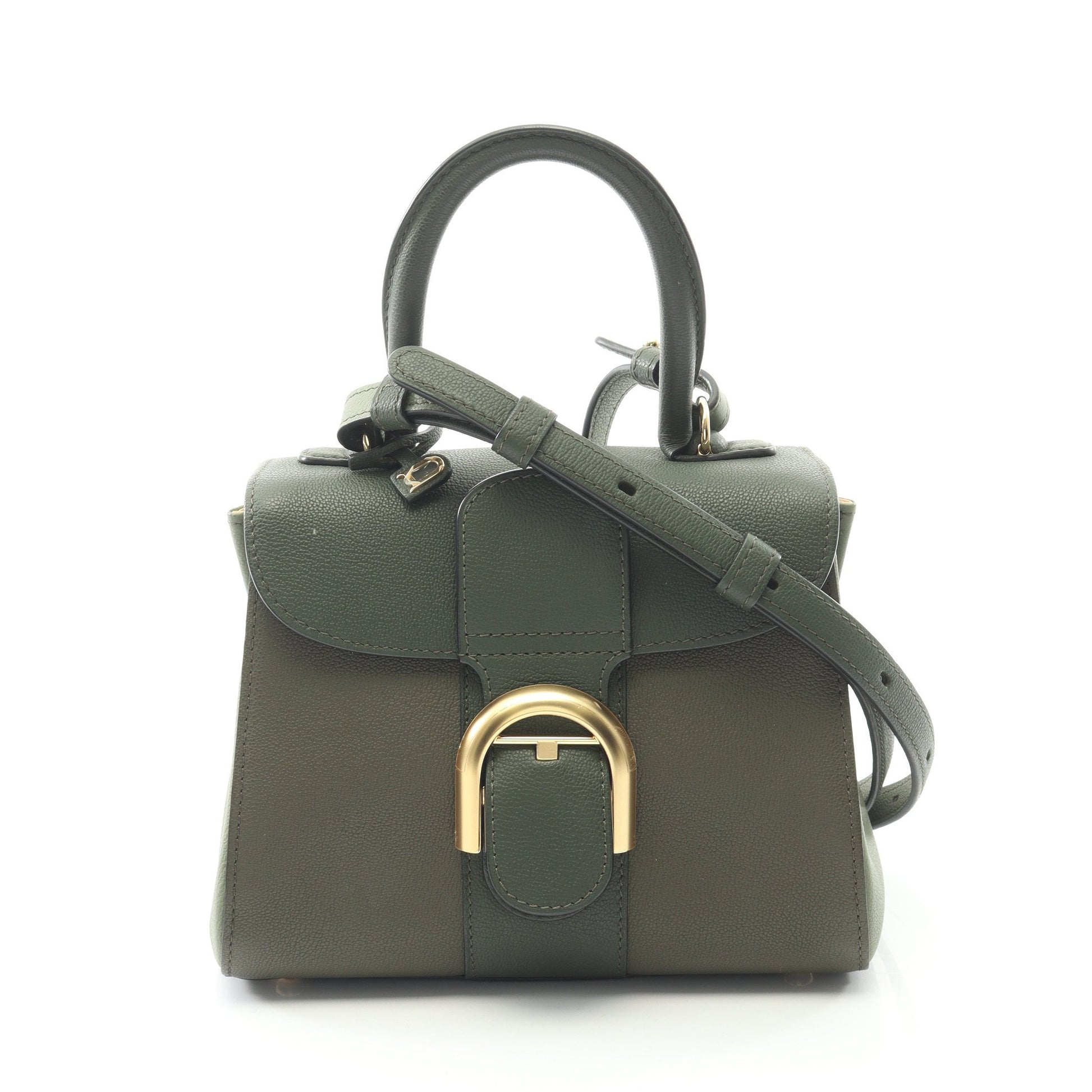 ブリヨン ミニ ハンドバッグ レザー ダークグリーン カーキブラウン グリーン 2WAY デルヴォー バッグ DELVAUX