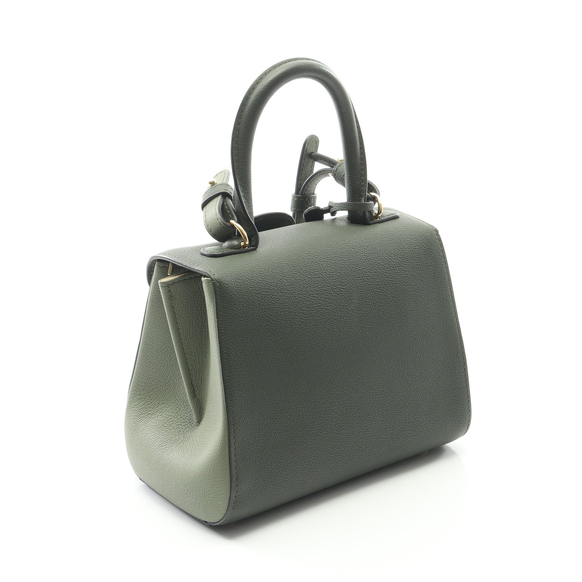ブリヨン ミニ ハンドバッグ レザー ダークグリーン カーキブラウン グリーン 2WAY デルヴォー バッグ DELVAUX