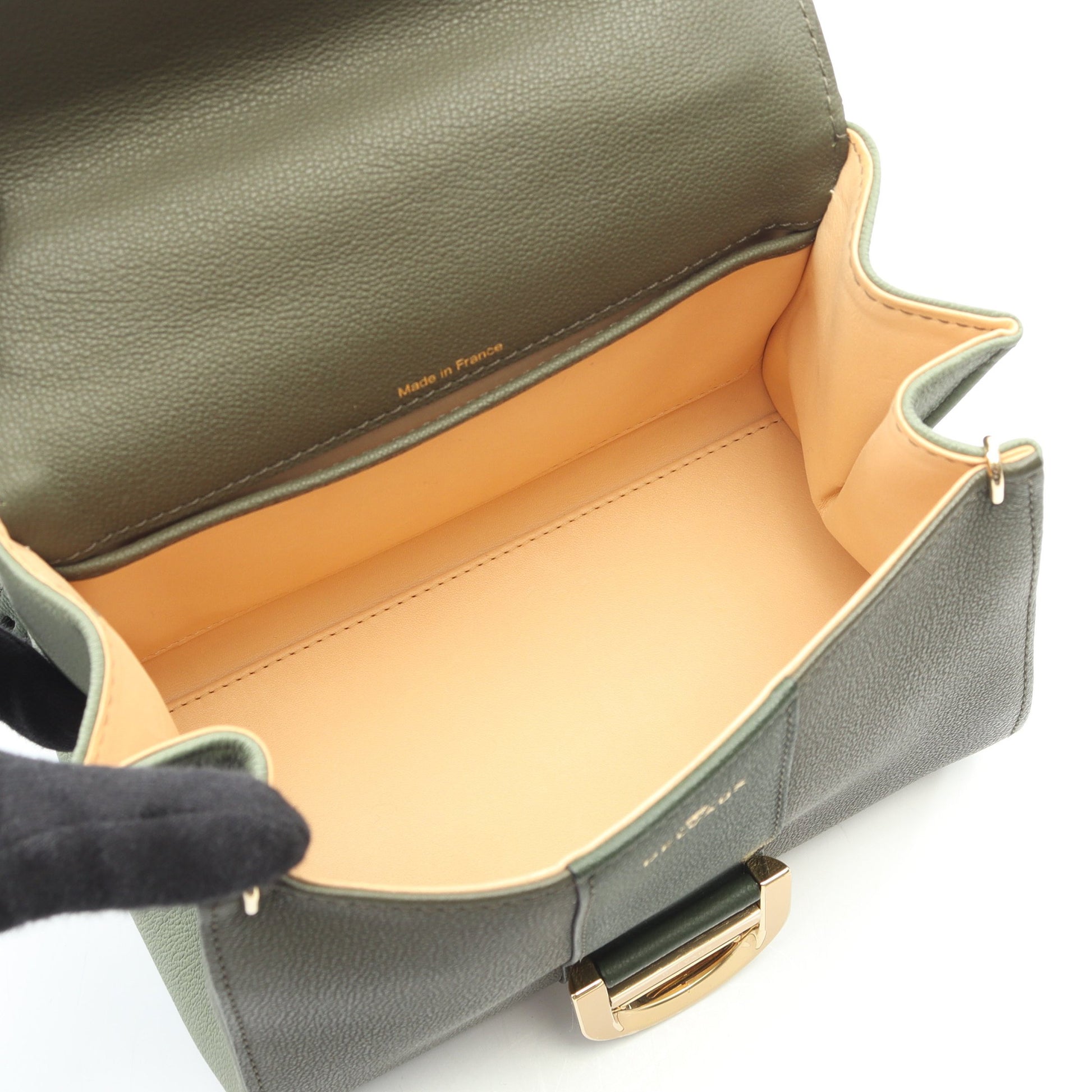 ブリヨン ミニ ハンドバッグ レザー ダークグリーン カーキブラウン グリーン 2WAY デルヴォー バッグ DELVAUX
