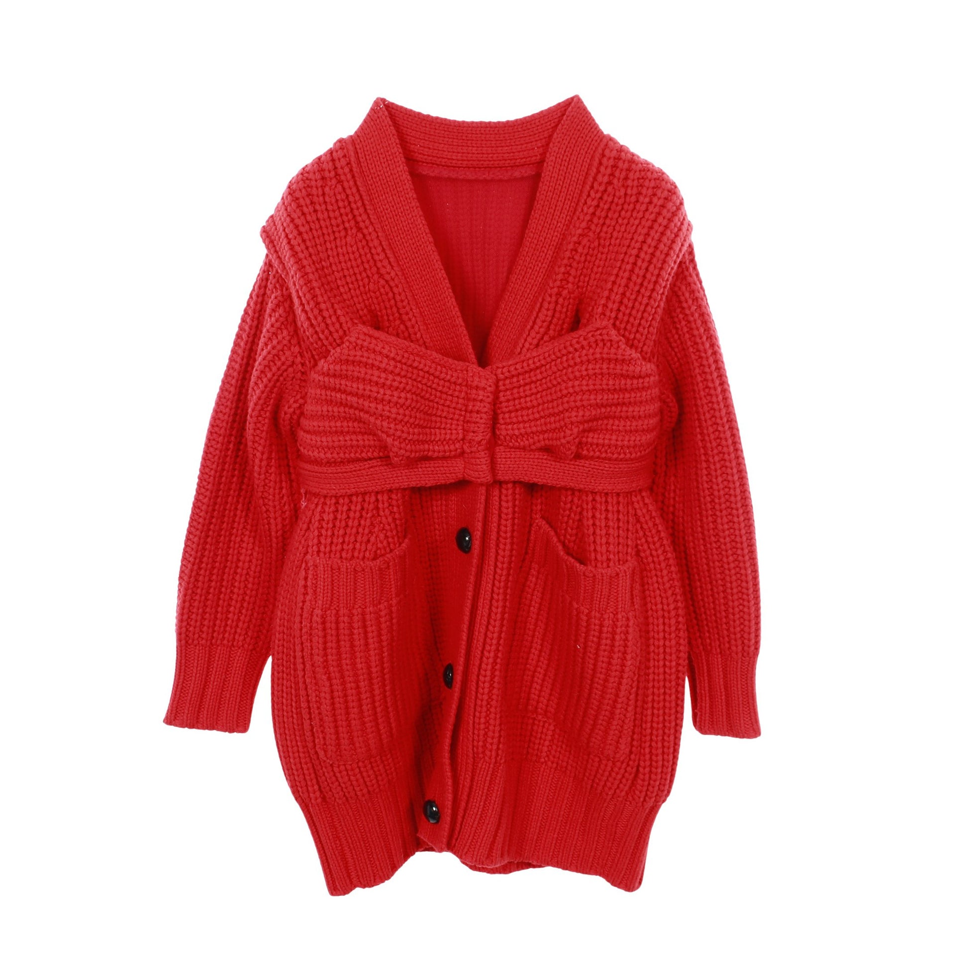 エルバーパッチ カーディガン ニット ジャケット ウール レッド サカイ アウター sacai