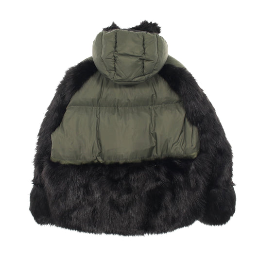 NIKELAB × sacai ダウンジャケット ナイロン フェイクファー カーキグリーン フード付き ナイキ