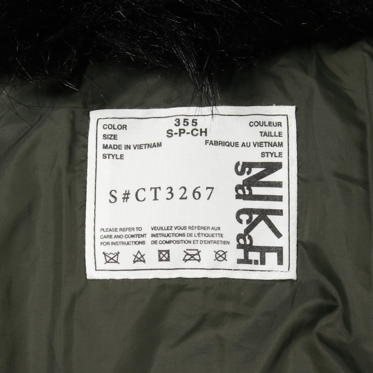 NIKELAB × sacai ダウンジャケット ナイロン フェイクファー カーキグリーン フード付き ナイキ アウター NIKE