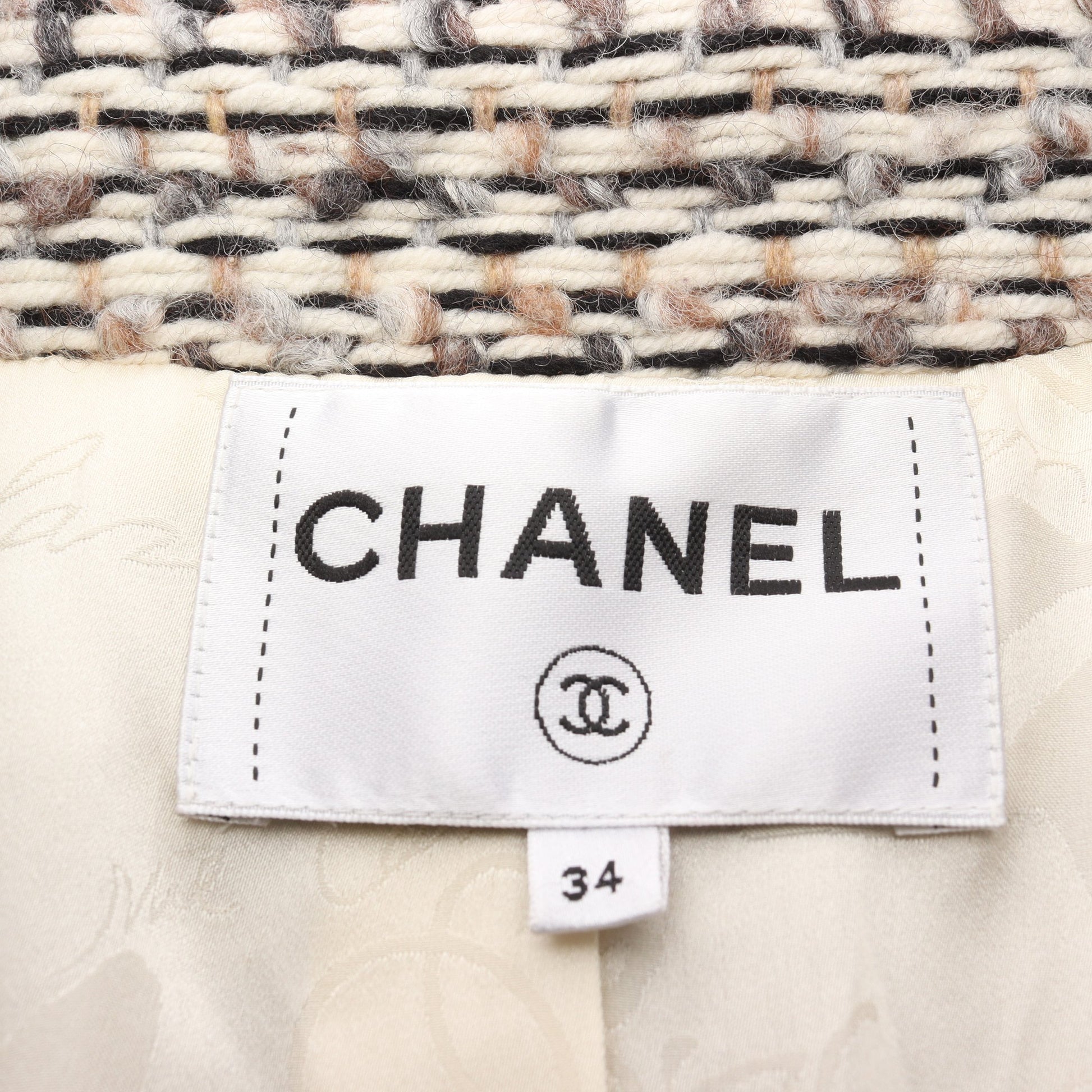 ココマークボタン ツイード ステンカラーコート ウール アルパカ カシミヤ ホワイト ブラック ブラウン シャネル アウター CHANEL