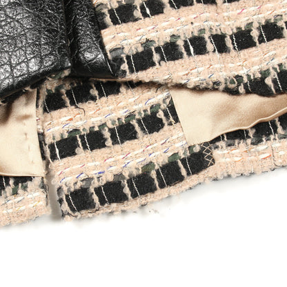 グリポアボタン ツイード コート ウール レザー ベージュ ブラック シャネル アウター CHANEL