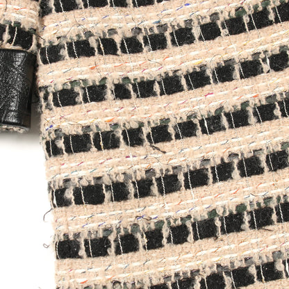 グリポアボタン ツイード コート ウール レザー ベージュ ブラック シャネル アウター CHANEL