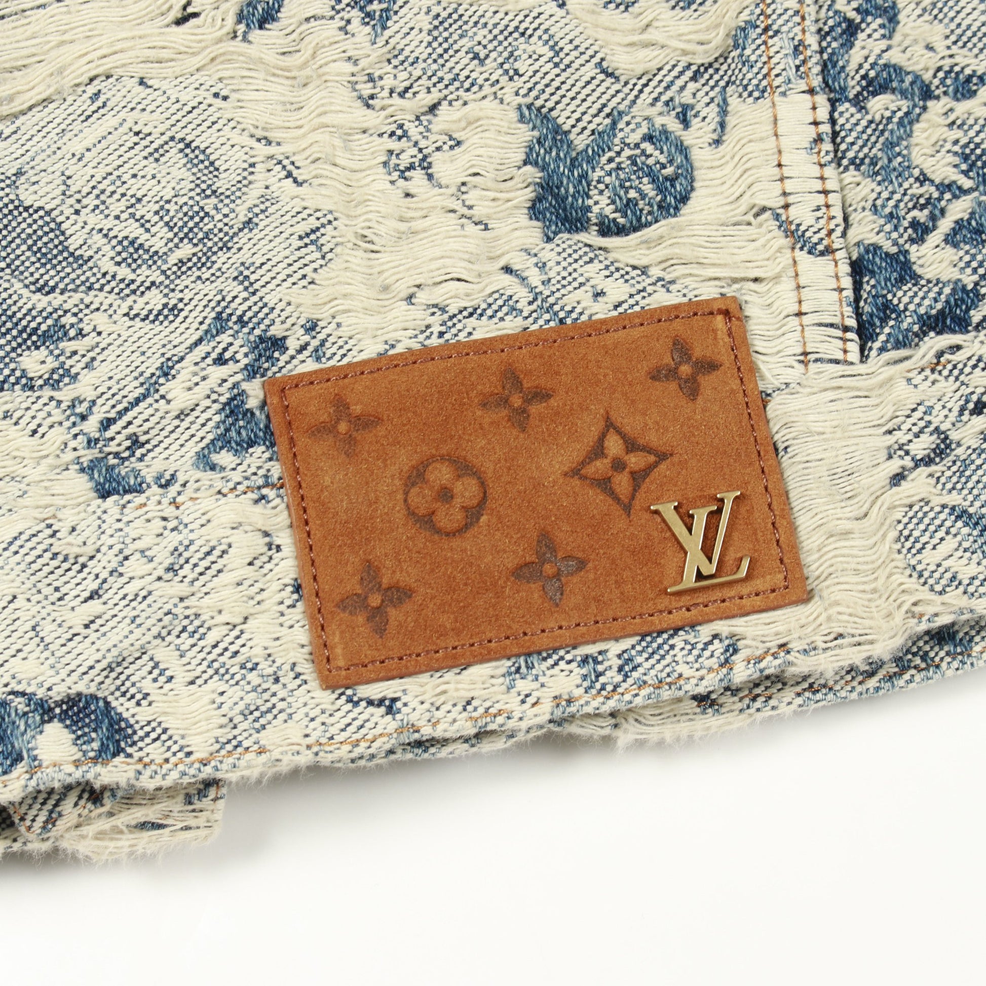 クラシックモノグラム デニムジャケット コットン ライトブルー オフホワイト ルイヴィトン アウター LOUIS VUITTON