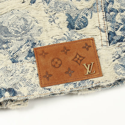 クラシックモノグラム デニムジャケット コットン ライトブルー オフホワイト ルイヴィトン アウター LOUIS VUITTON