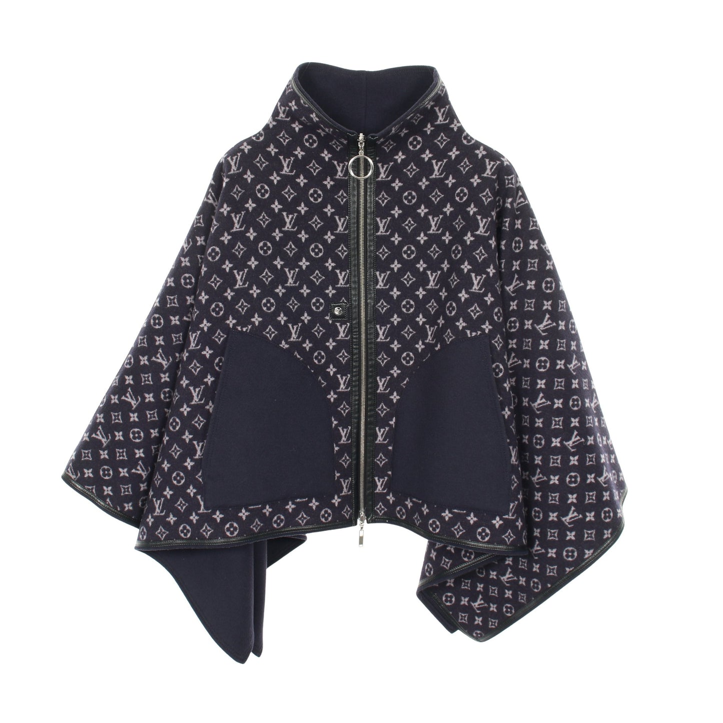 モノグラム ポンチョ ウール ネイビー リバーシブル ルイヴィトン アウター LOUIS VUITTON