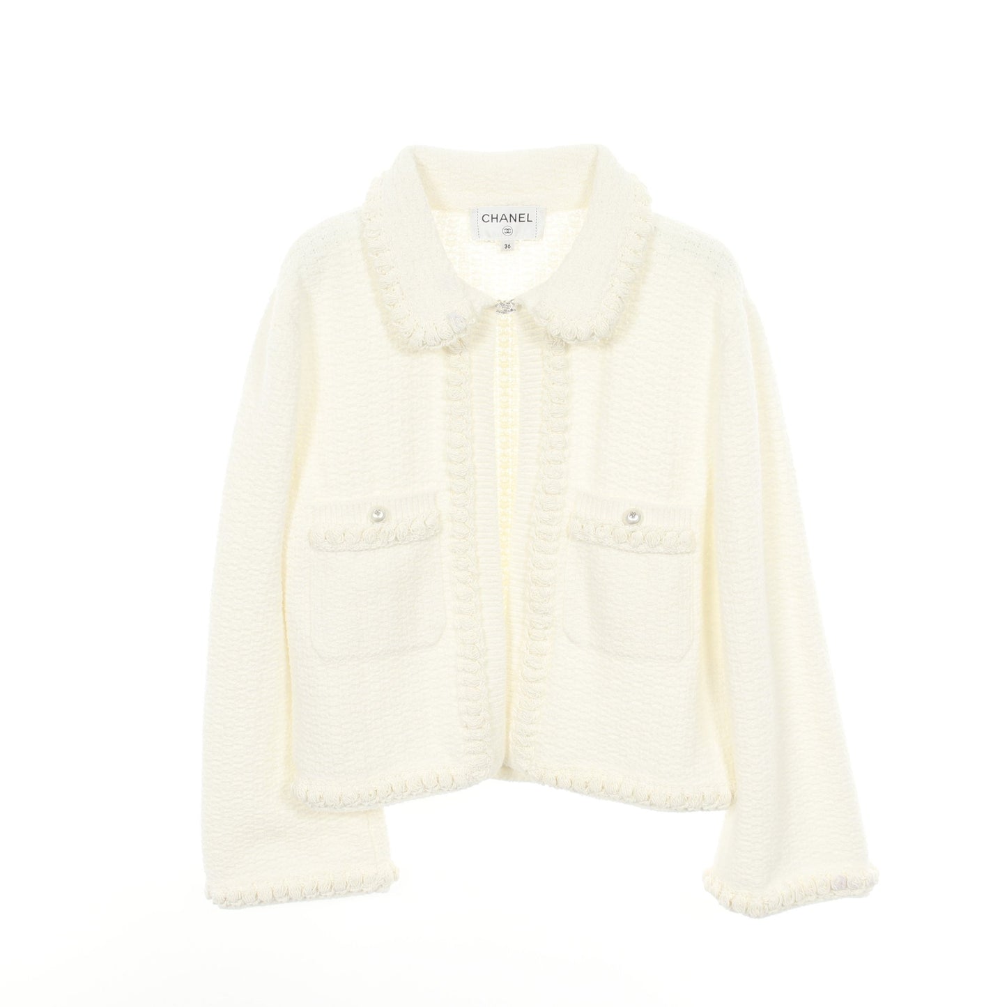 ココマークボタン ジャケット コットン シルク ホワイト シャネル アウター CHANEL