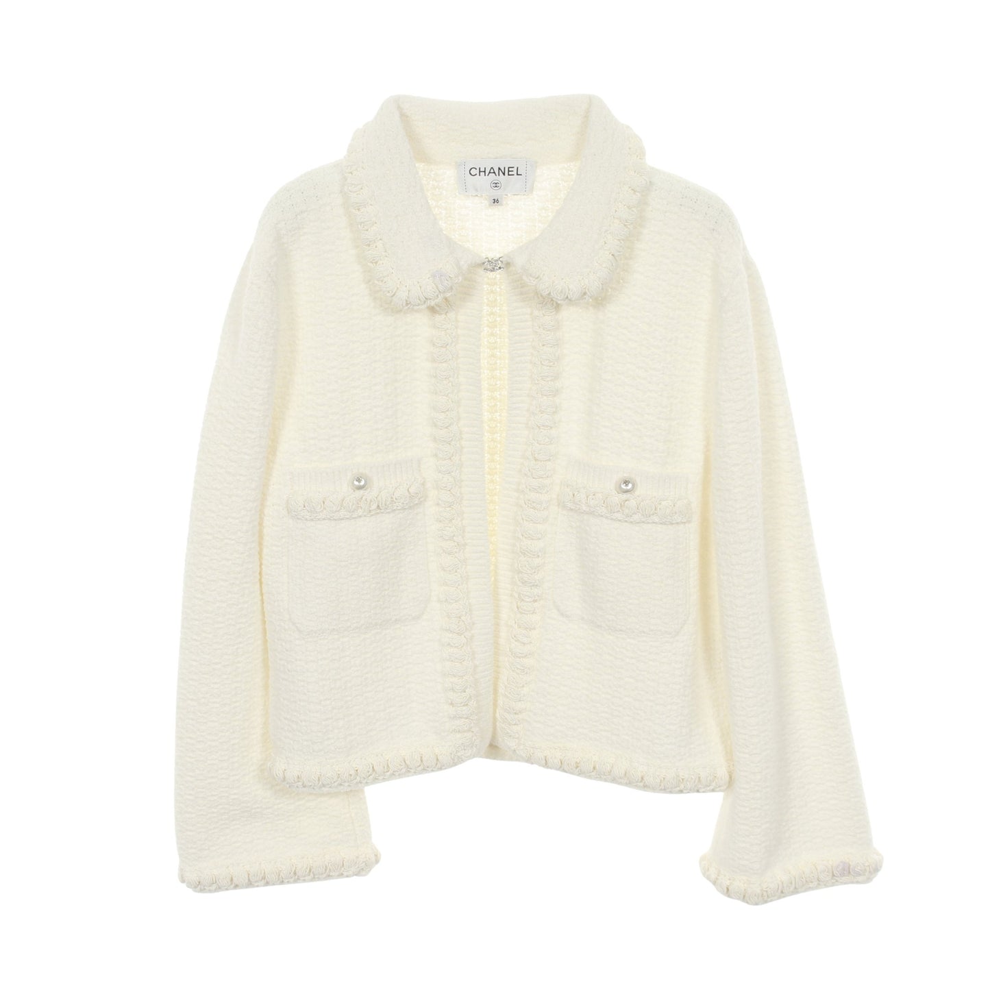 ココマークボタン ジャケット コットン シルク ホワイト シャネル アウター CHANEL