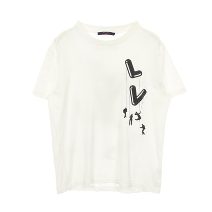 フロウティングプリント 半袖Tシャツ コットン ホワイト ブラック ルイヴィトン トップス LOUIS VUITTON