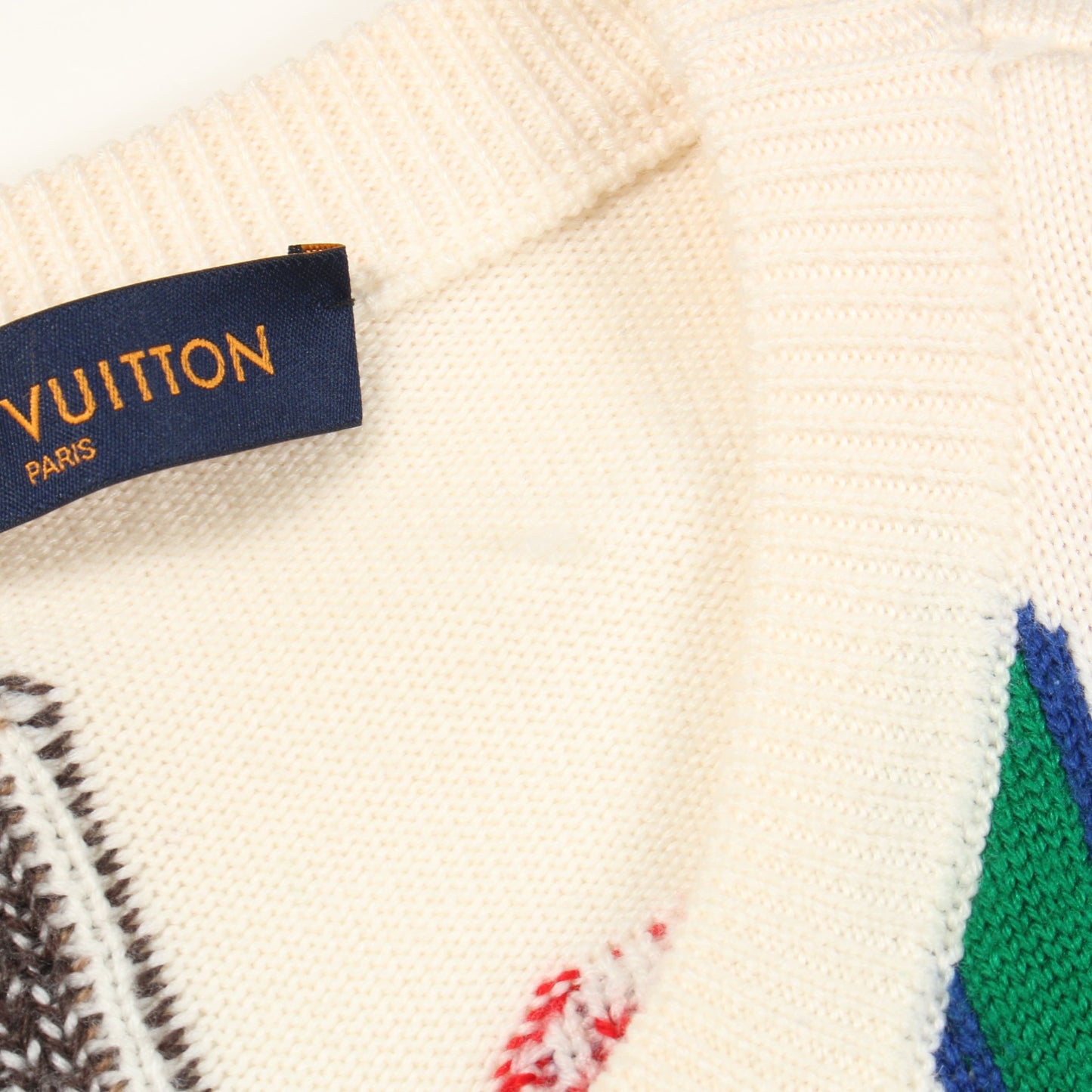 LOUIS VUITTON × NBA レター ニット クルーネック ウール オフホワイト マルチカラー ルイヴィトン トップス LOUIS VUITTON