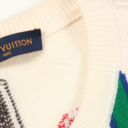 LOUIS VUITTON × NBA レター ニット クルーネック ウール オフホワイト マルチカラー ルイヴィトン トップス LOUIS VUITTON