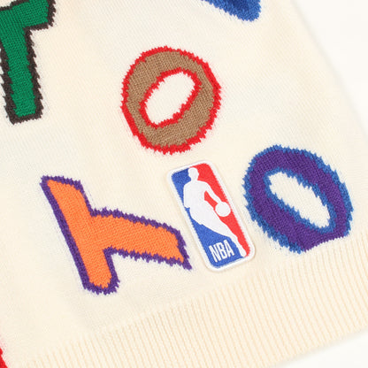 LOUIS VUITTON × NBA レター ニット クルーネック ウール オフホワイト マルチカラー ルイヴィトン トップス LOUIS VUITTON