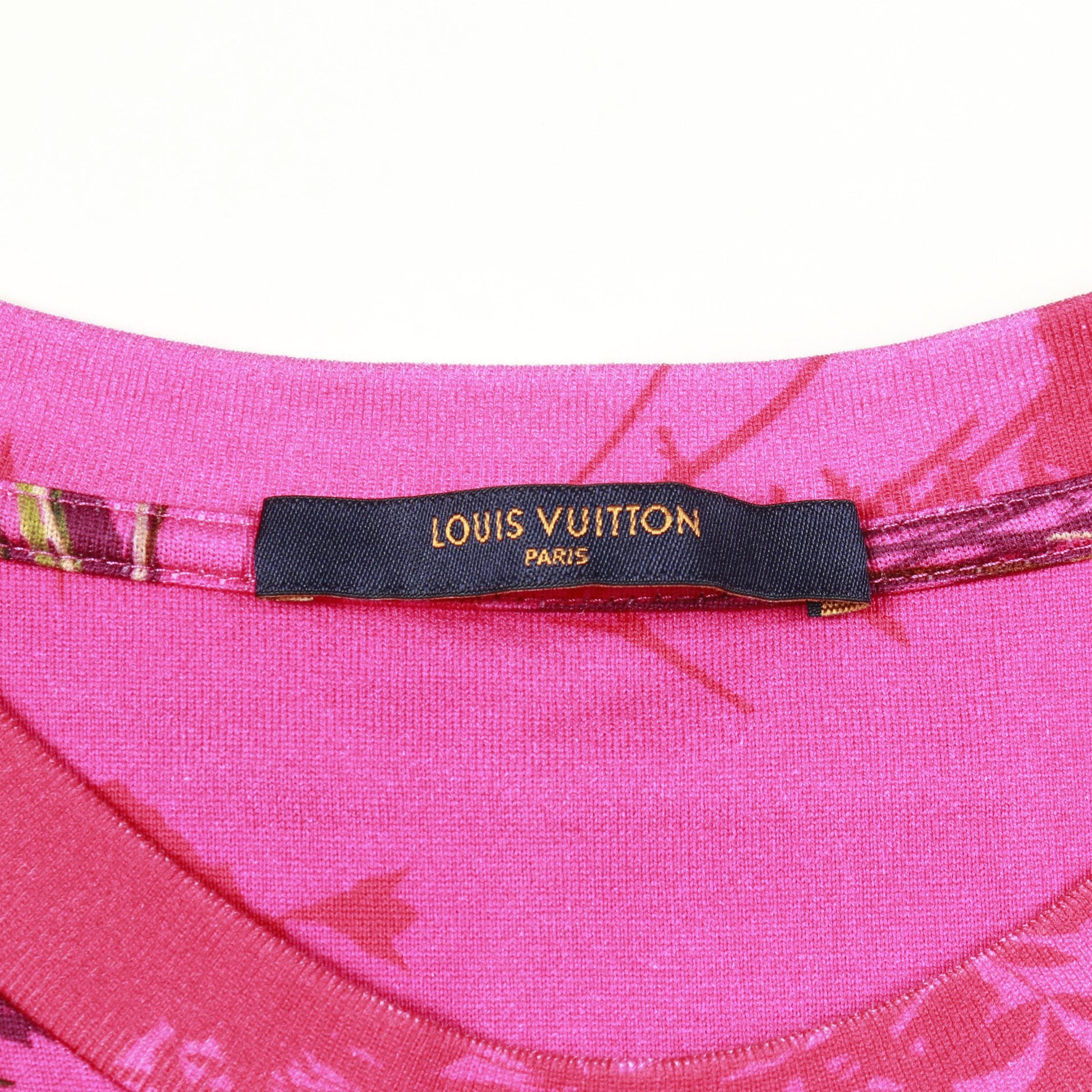 フラワーエンブロイダリー 半袖Tシャツ クルーネック コットン ピンクパープル マルチカラー ルイヴィトン トップス LOUIS VUITTON