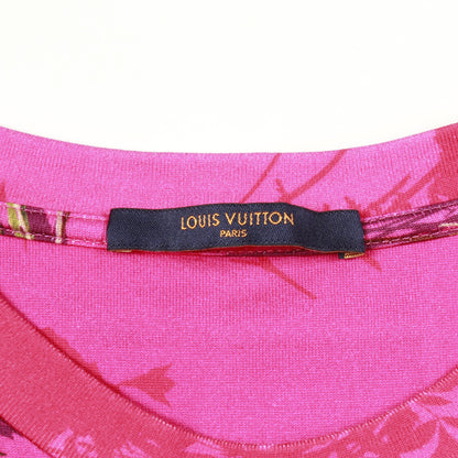 フラワーエンブロイダリー 半袖Tシャツ クルーネック コットン ピンクパープル マルチカラー ルイヴィトン トップス LOUIS VUITTON