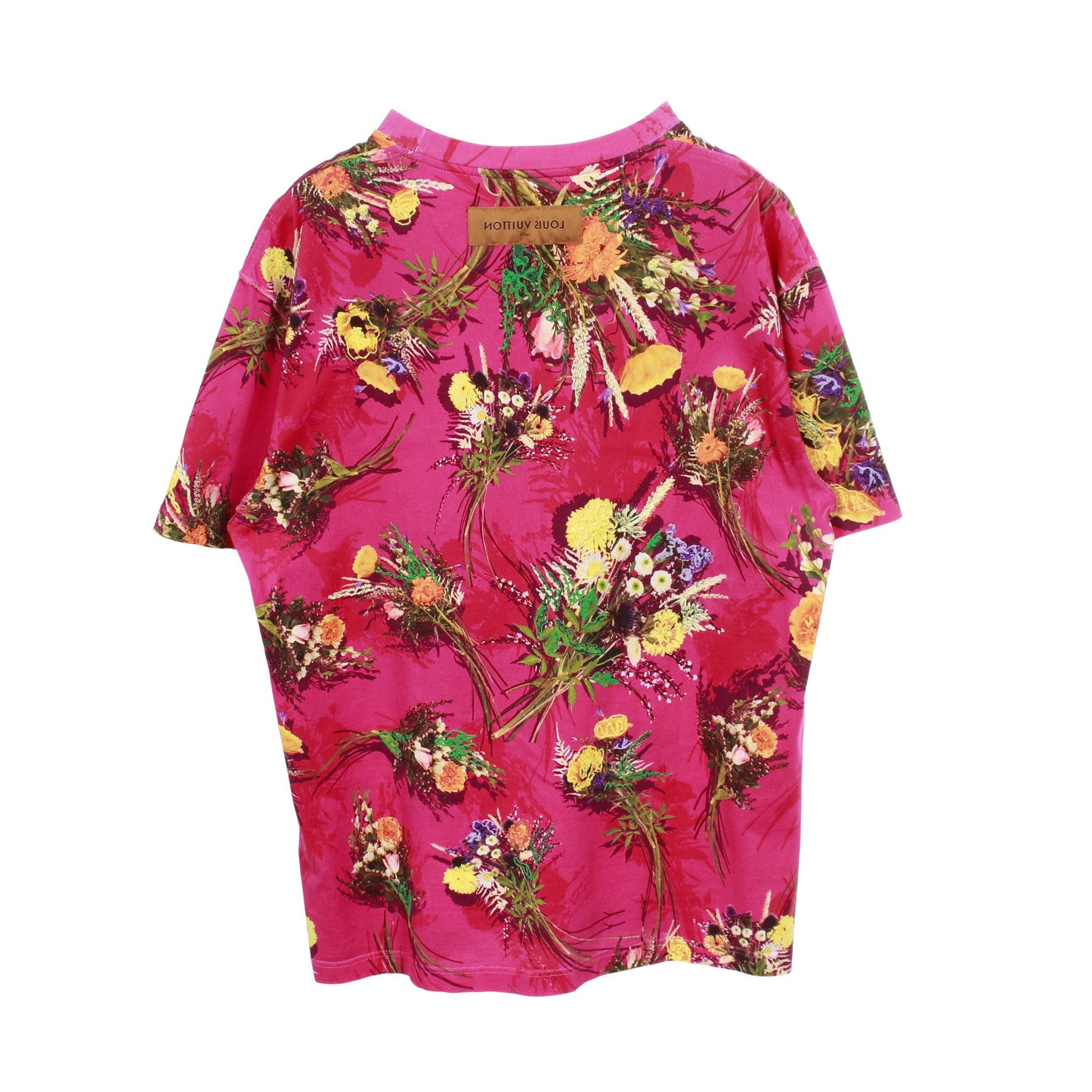 フラワーエンブロイダリー 半袖Tシャツ クルーネック コットン ピンクパープル マルチカラー ルイヴィトン トップス LOUIS VUITTON