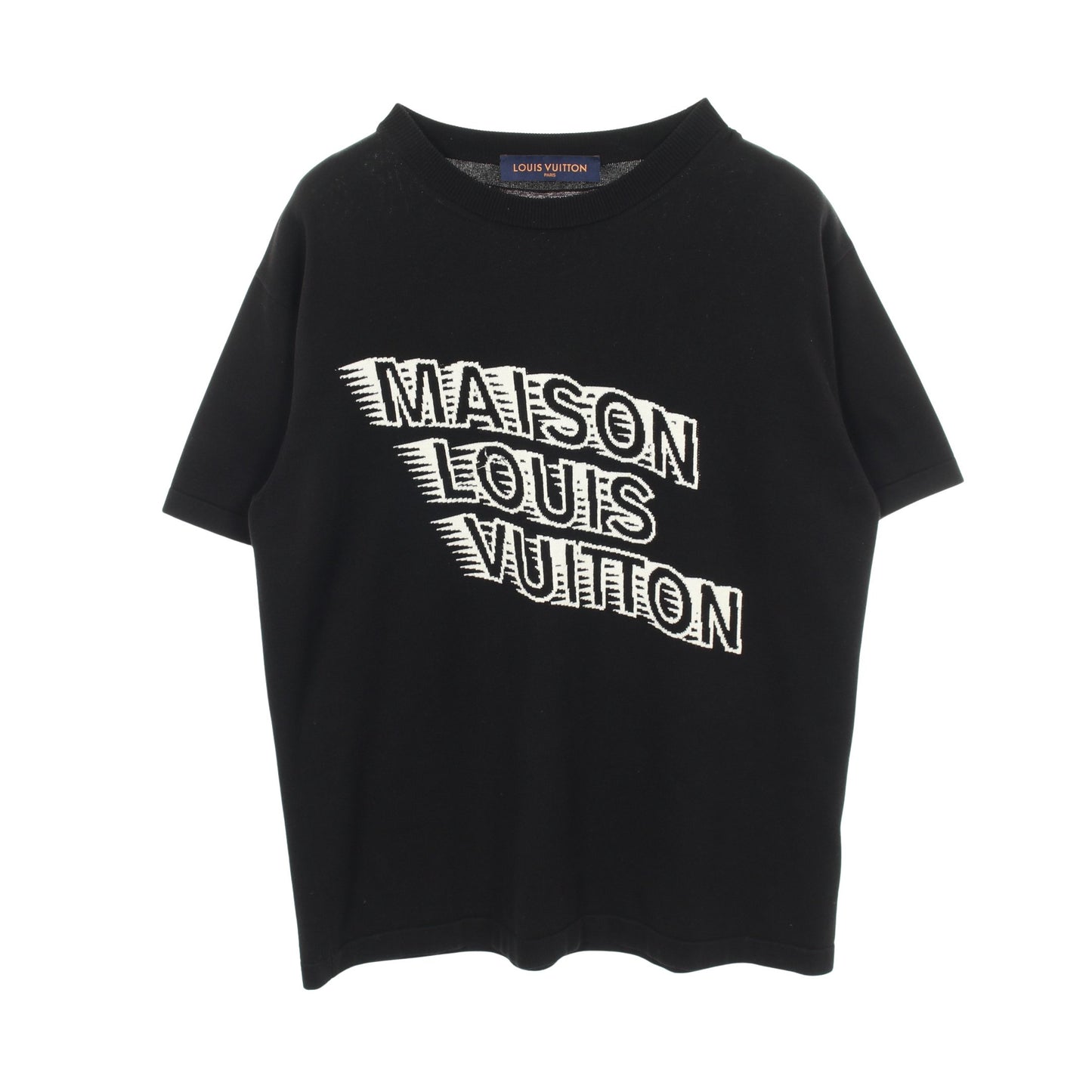 メゾンロゴ ニット 半袖Tシャツ コットン ブラック ホワイト ルイヴィトン トップス LOUIS VUITTON