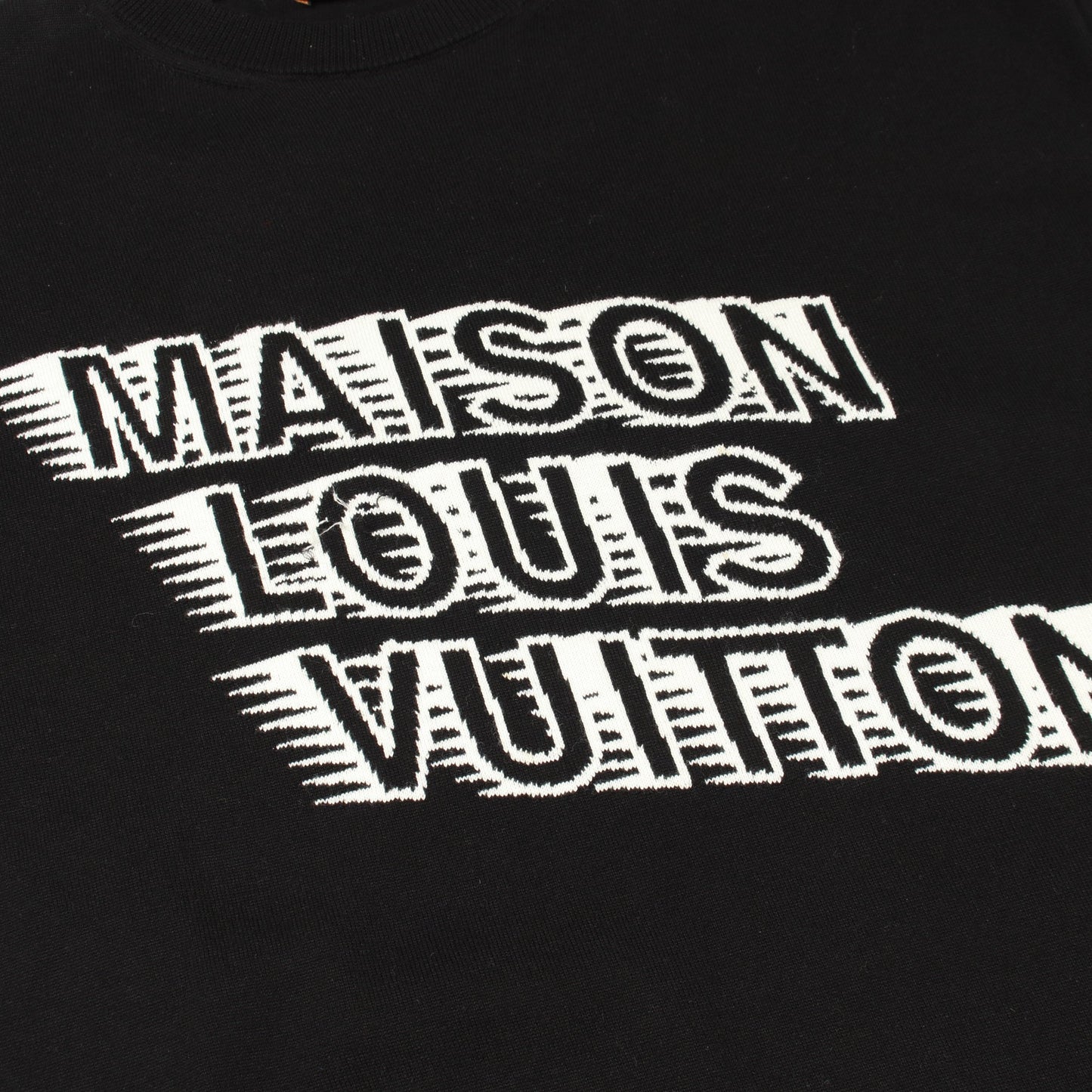 メゾンロゴ ニット 半袖Tシャツ コットン ブラック ホワイト ルイヴィトン トップス LOUIS VUITTON