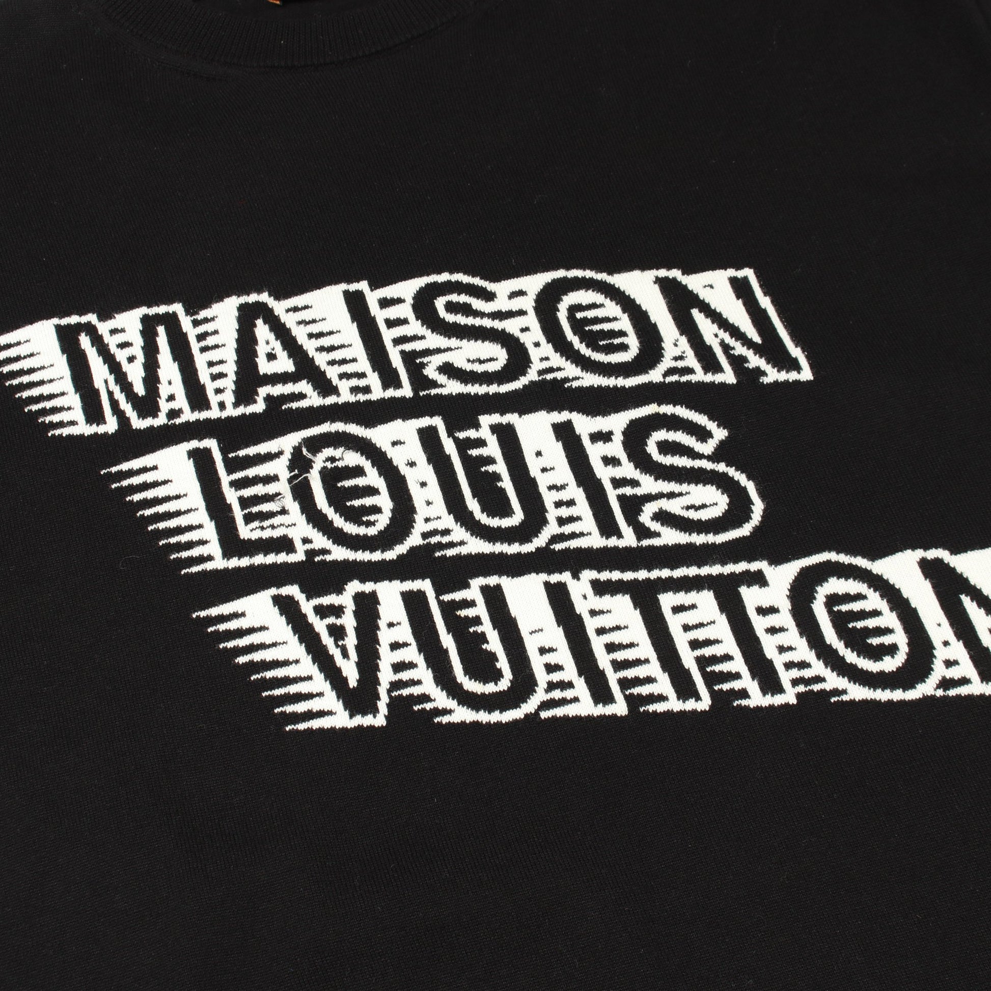 メゾンロゴ ニット 半袖Tシャツ コットン ブラック ホワイト ルイヴィトン トップス LOUIS VUITTON