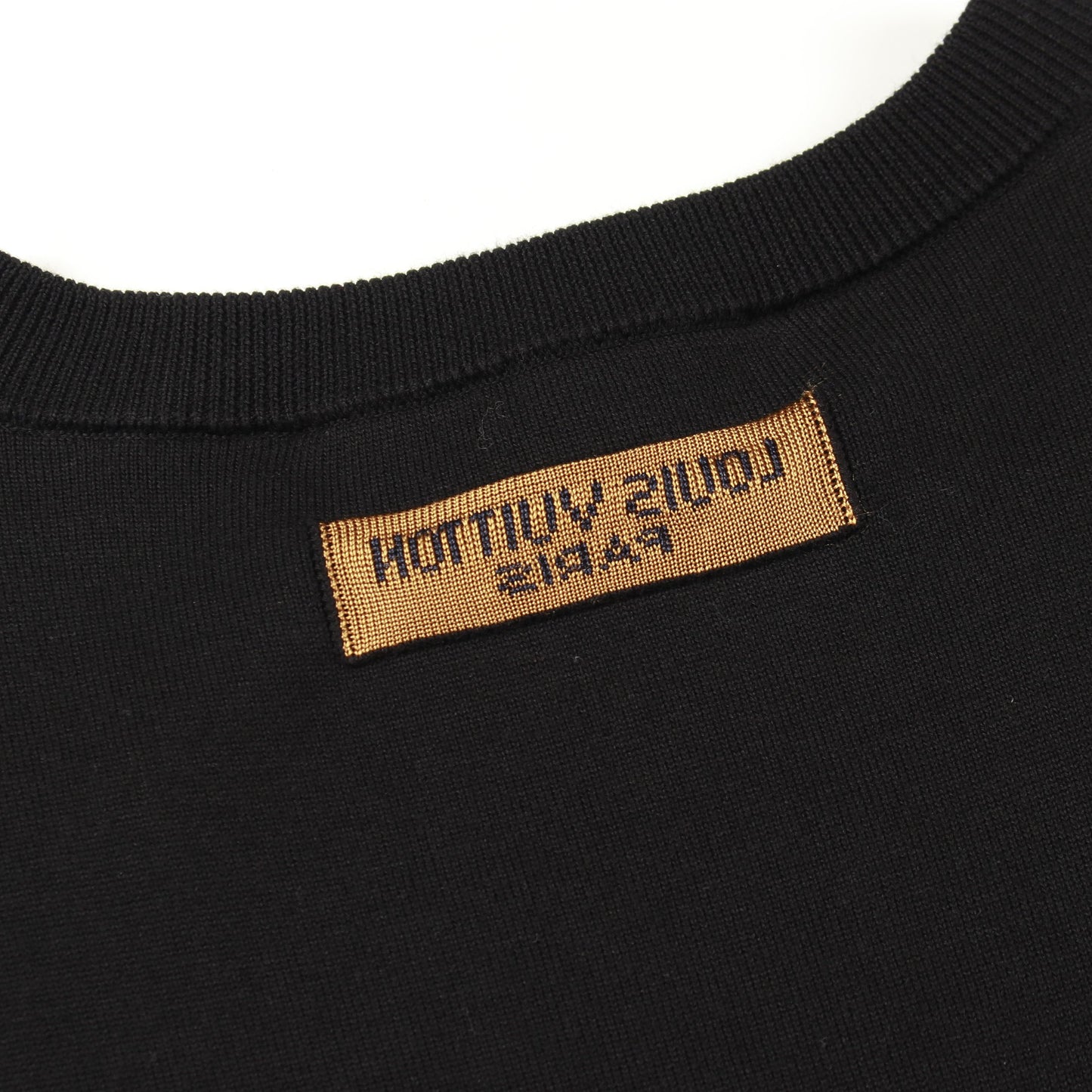 メゾンロゴ ニット 半袖Tシャツ コットン ブラック ホワイト ルイヴィトン トップス LOUIS VUITTON