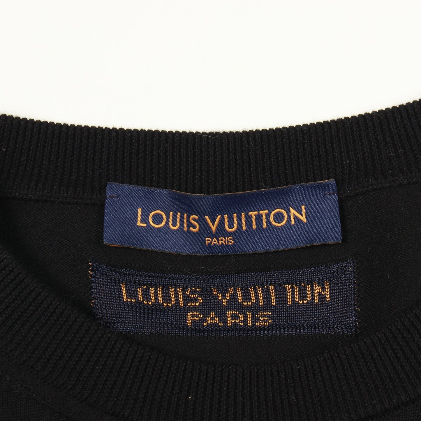 メゾンロゴ ニット 半袖Tシャツ コットン ブラック ホワイト ルイヴィトン トップス LOUIS VUITTON