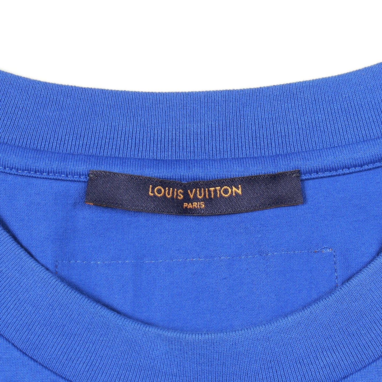 エンボスLVロゴ 半袖Tシャツ コットン ブルー ルイヴィトン トップス LOUIS VUITTON