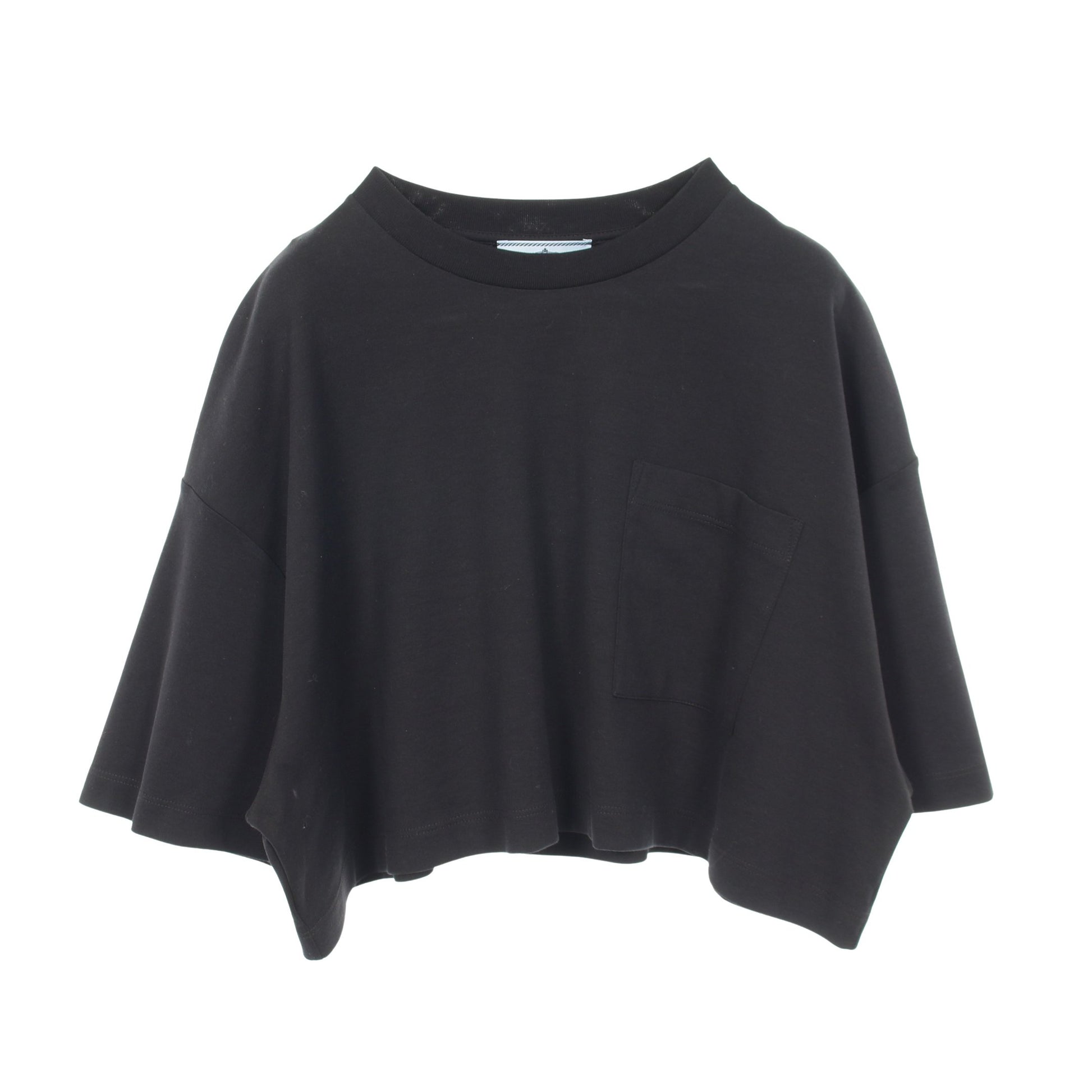 クロップド 半袖Tシャツ コットン ブラック プラダ トップス PRADA
