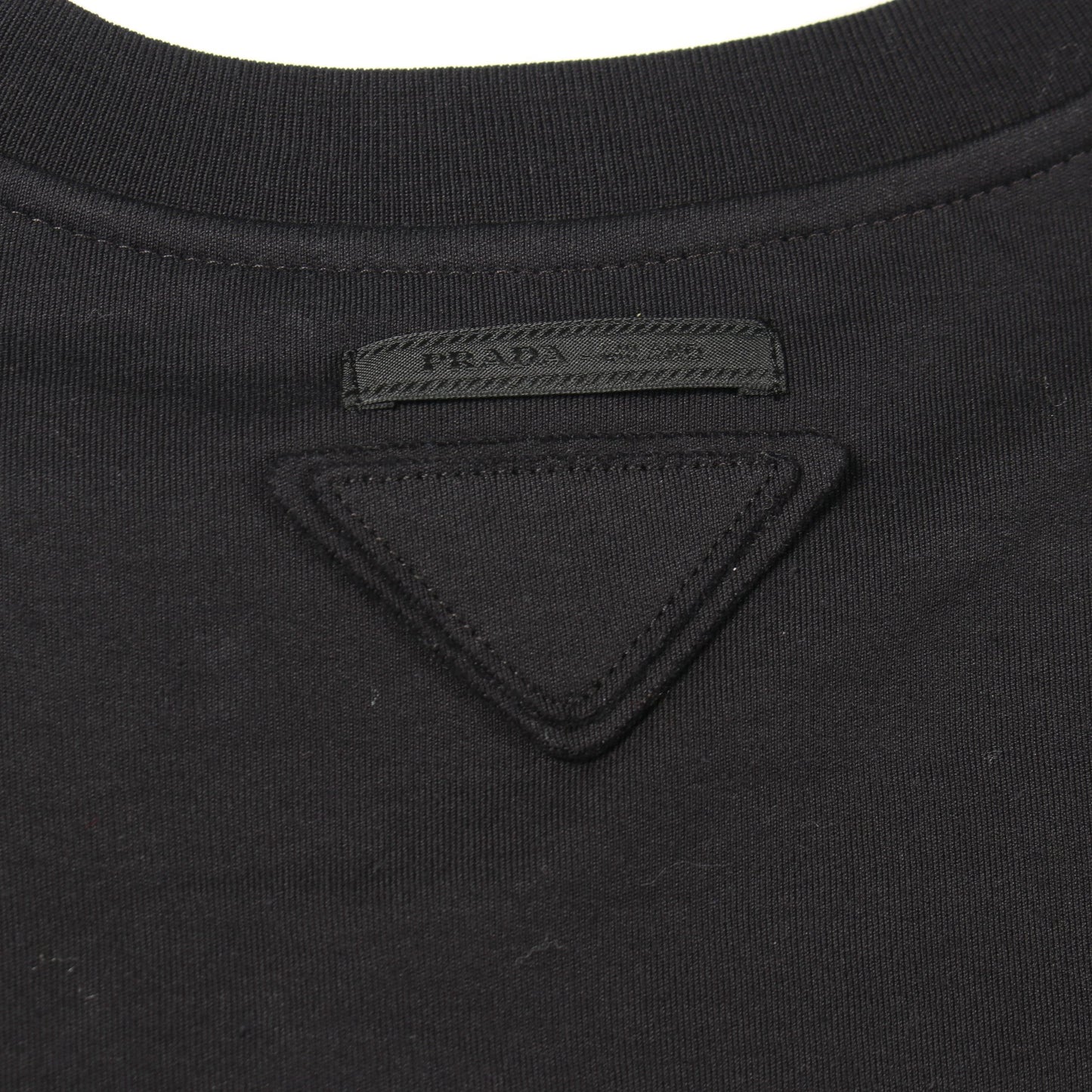 クロップド 半袖Tシャツ コットン ブラック プラダ トップス PRADA