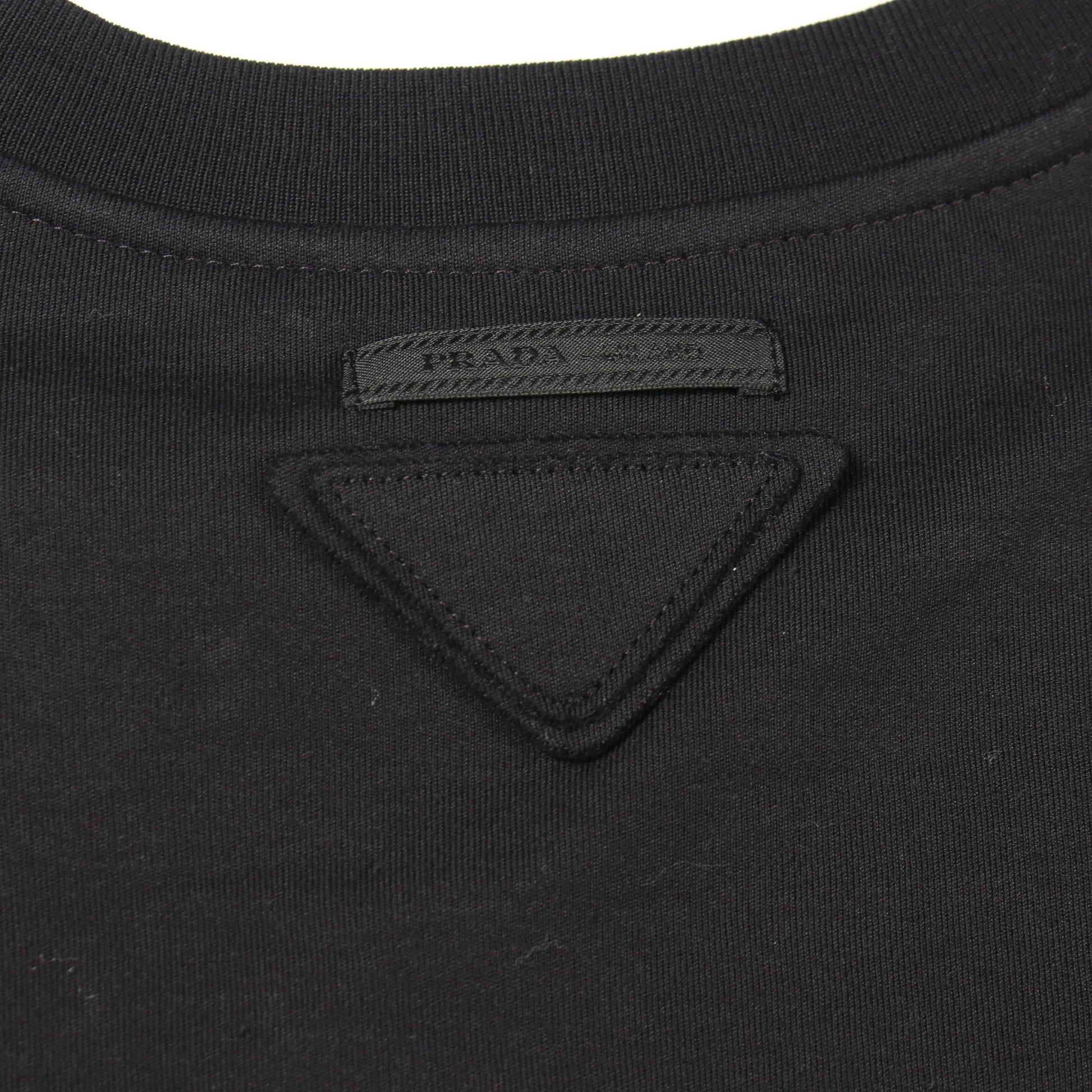 クロップド 半袖Tシャツ コットン ブラック プラダ トップス PRADA