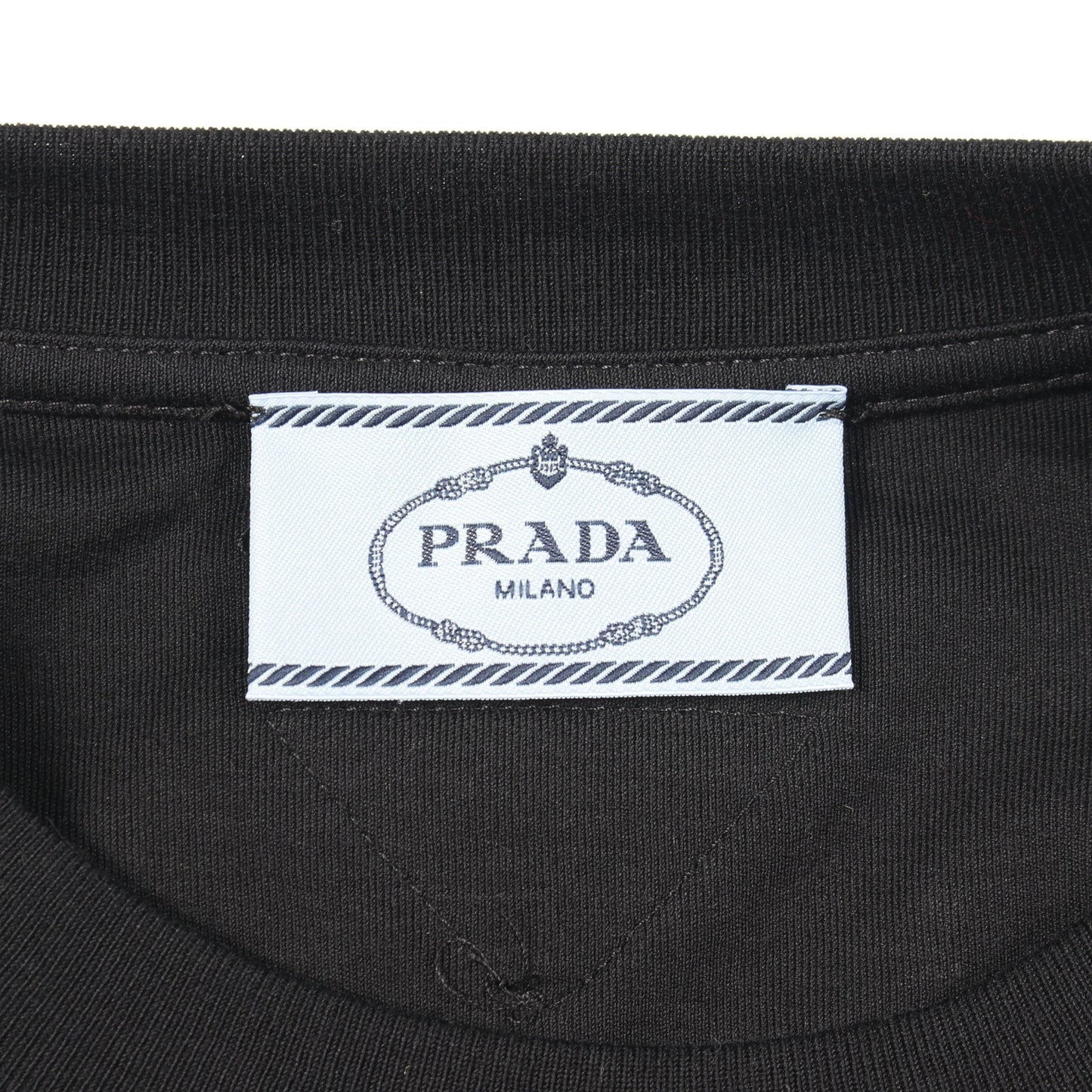 クロップド 半袖Tシャツ コットン ブラック プラダ トップス PRADA