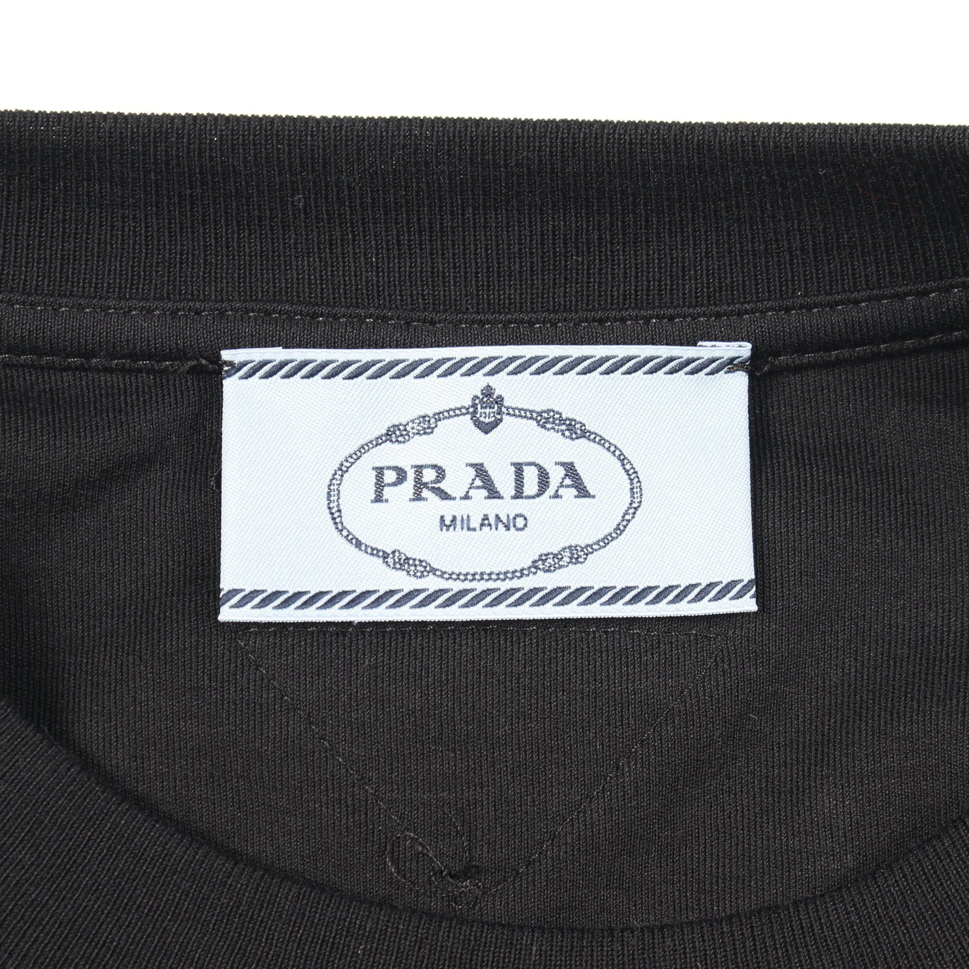 クロップド 半袖Tシャツ コットン ブラック プラダ トップス PRADA