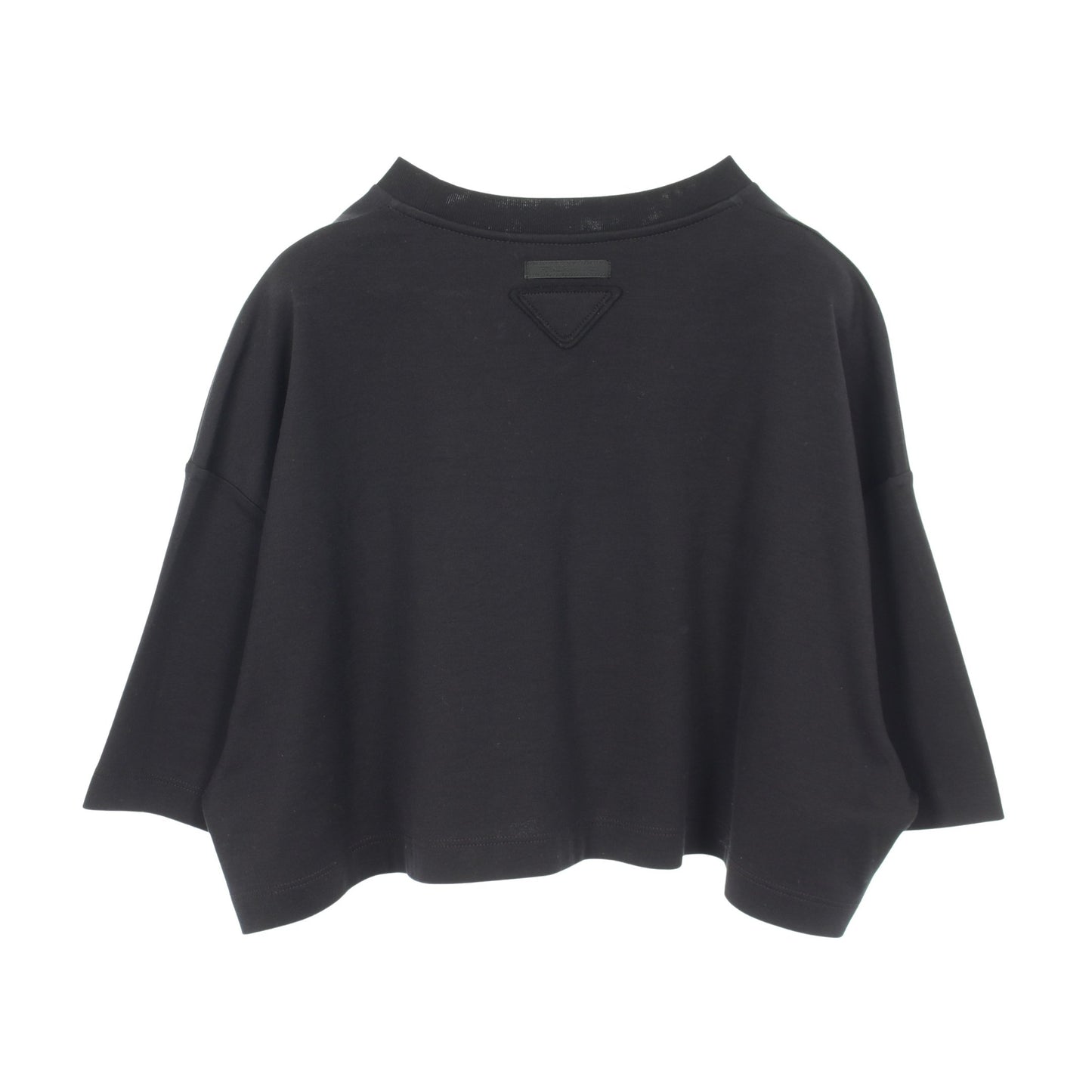 クロップド 半袖Tシャツ コットン ブラック プラダ トップス PRADA