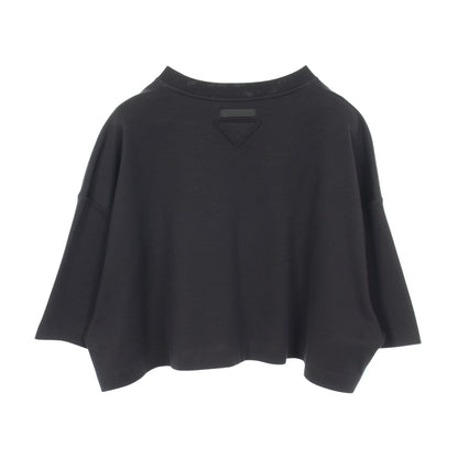 クロップド 半袖Tシャツ コットン ブラック プラダ トップス PRADA
