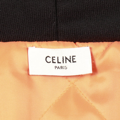 ロゴ刺繍 ジップアップパーカー ジャケット コットン ブラック 中綿 セリーヌ アウター CELINE