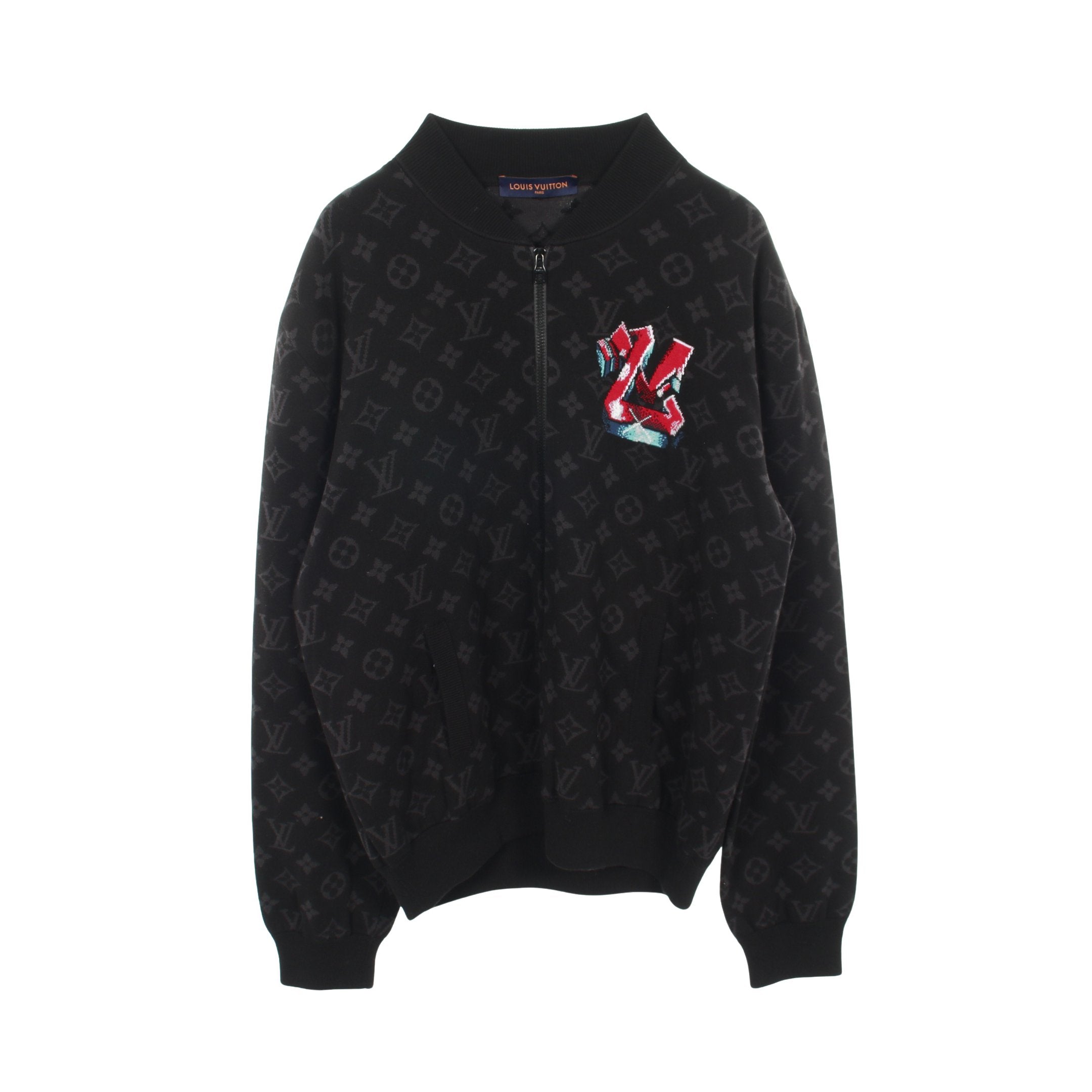 グラフィティ モノグラム ニット ブルゾン コットン ブラック ルイ